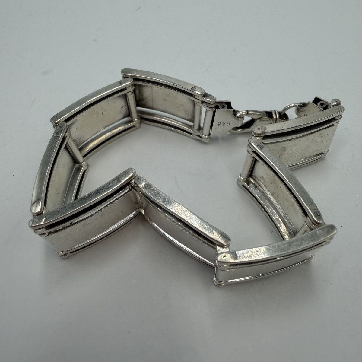Sterling Silver Vintage 925 Sterling Silver Gate Link Men's Bracelet 37.7g Size ONE SIZE - 8 Thumbnail