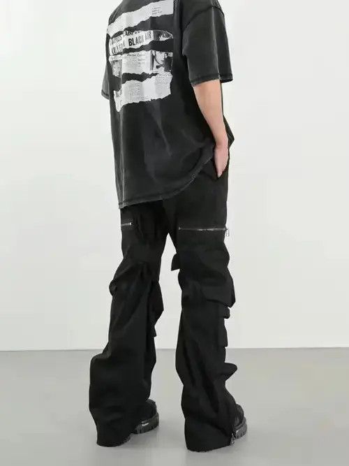Designer × Vintage function utility flared pleated cargo pants Size US 32 / EU 48 - 2 Thumbnail