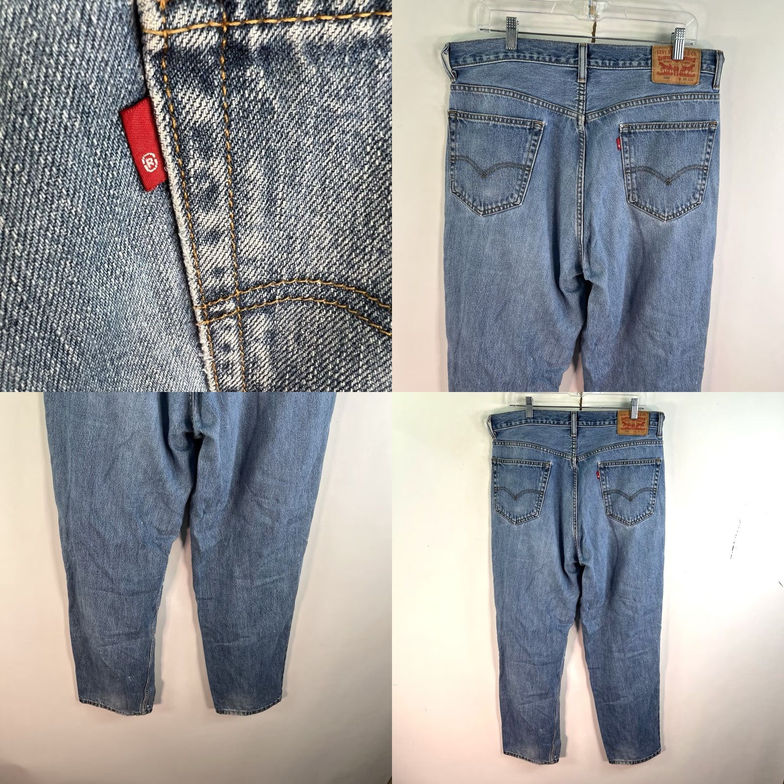 Levi's VINTAGE Levi's Jeans Men 36x32 Straight Fit Blue Denim 90s Distressed Comfortable Size US 36 / EU 52 - 8 Thumbnail
