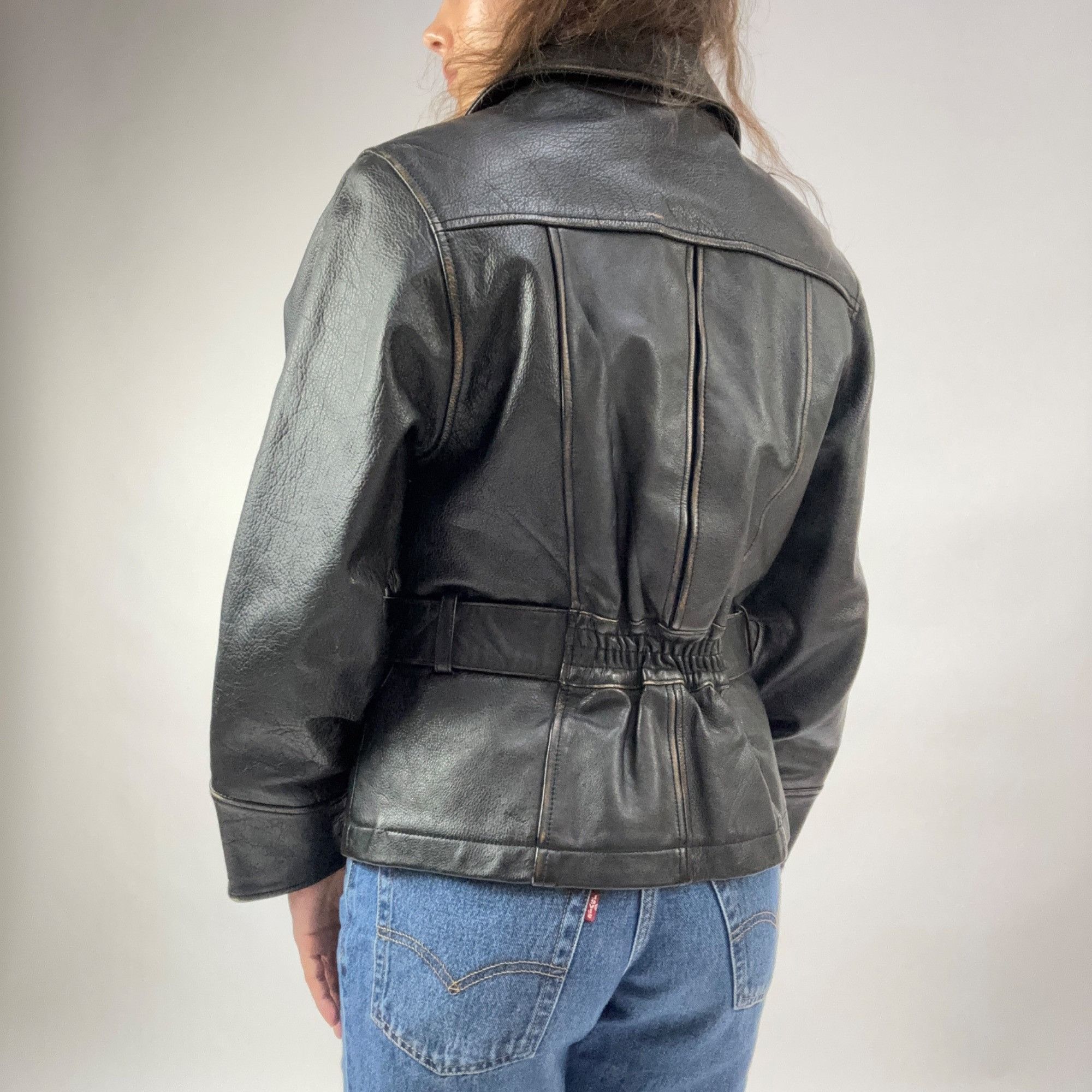 Vintage S - Vintage Colebrook Motorcycle Leather Jacket w Belt Size S / US 4 / IT 40 - 3 Thumbnail