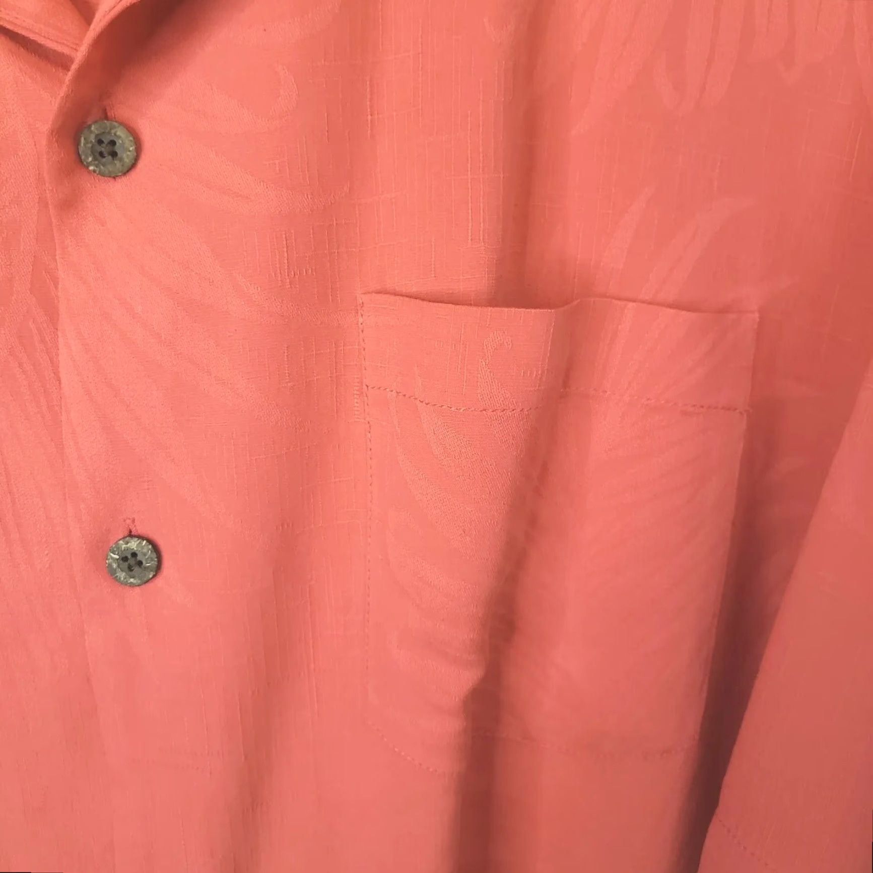 Tommy Bahama Tommy Bahama Men XL Button-Up Shirt Silk 100% Coral Foliage Floral Short Sleeve Beach Hawaiian Button Front Pocket Shirt Mens Regular Fit Size US XL / EU 56 / 4 - 3 Thumbnail