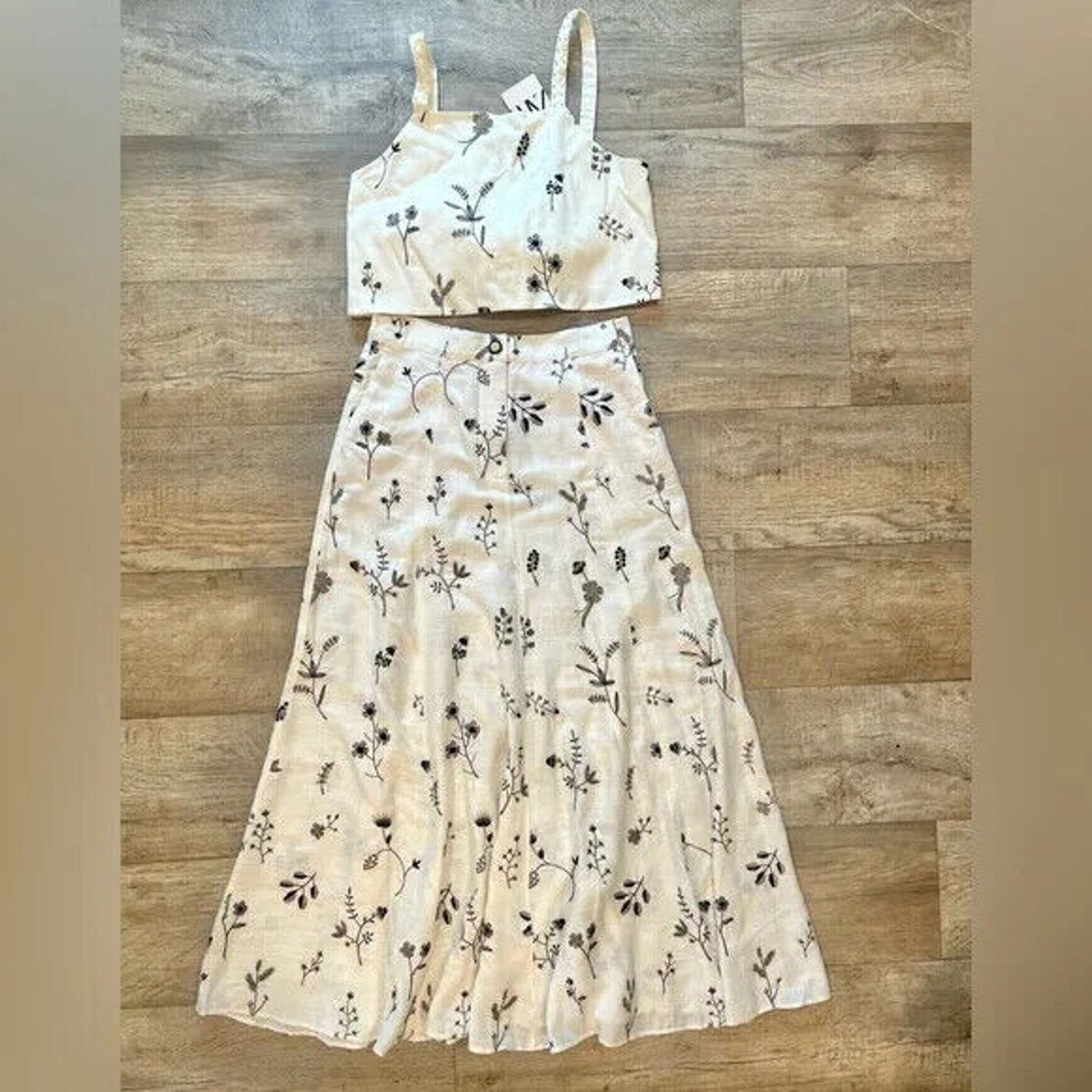 Zara ZARA BLOGGER FAVE! Co-Ord Set Tied Crop Top + Maxi Skirt NWT Size L / US 10 / IT 46 - 24 Thumbnail