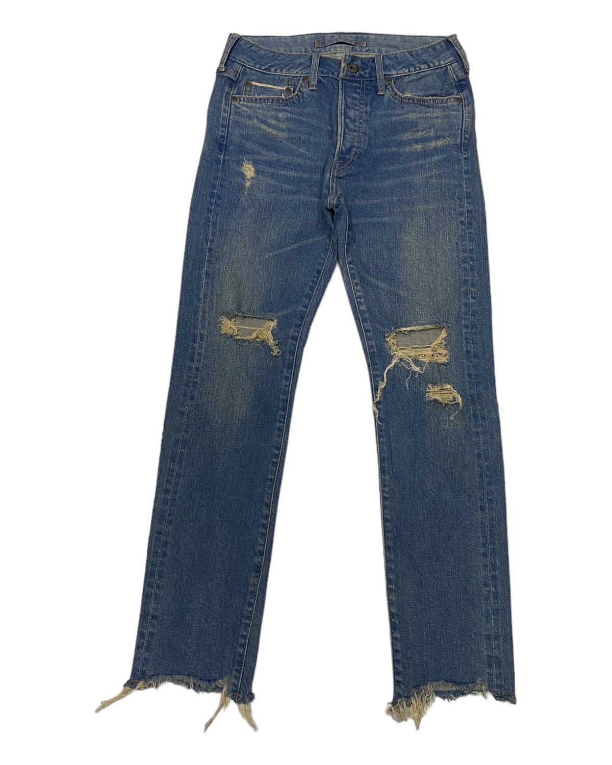 If Six Was Nine × Japanese Brand × Le Grande Bleu (L.G.B.) 🔥GOA NIMES SELVEDGE DISTRESS CUT LEG DENIM JEANS Size 26" / US 2 / IT 38 - 2 Thumbnail