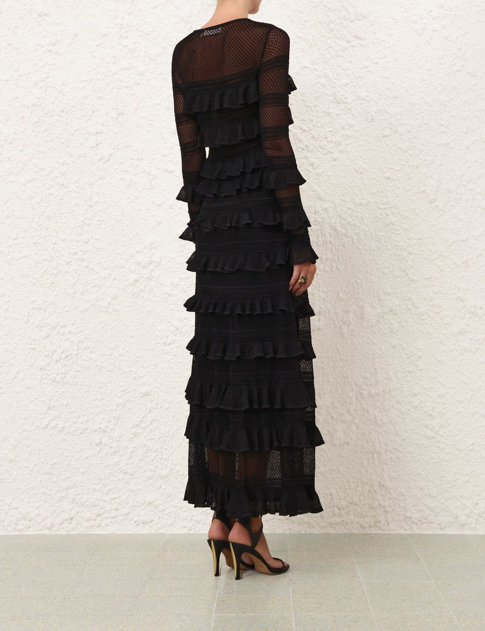 Zimmermann oc11z0526 Luna Lace Frilled Skirt in Black Size 26" / US 2 / IT 38 - 4 Thumbnail