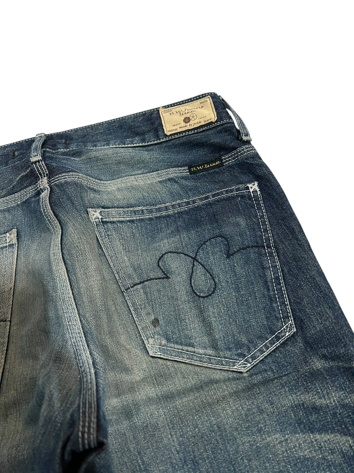 If Six Was Nine × Japan Blue 🌈90’s Blue Way Distressed Mud Wash Jean Made In Nippon Size US 31 - 11 Thumbnail