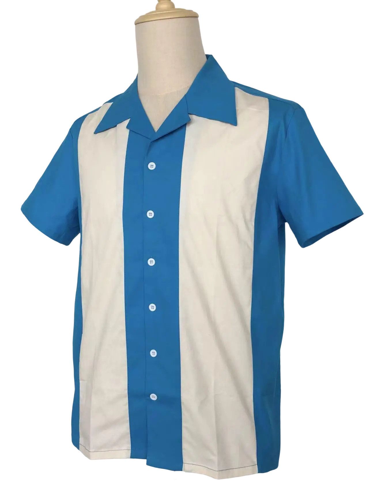 Other Retro Two-tone Men Shirt Solid Casual Shirt Blue Size US XL / EU 56 / 4 - 3 Thumbnail
