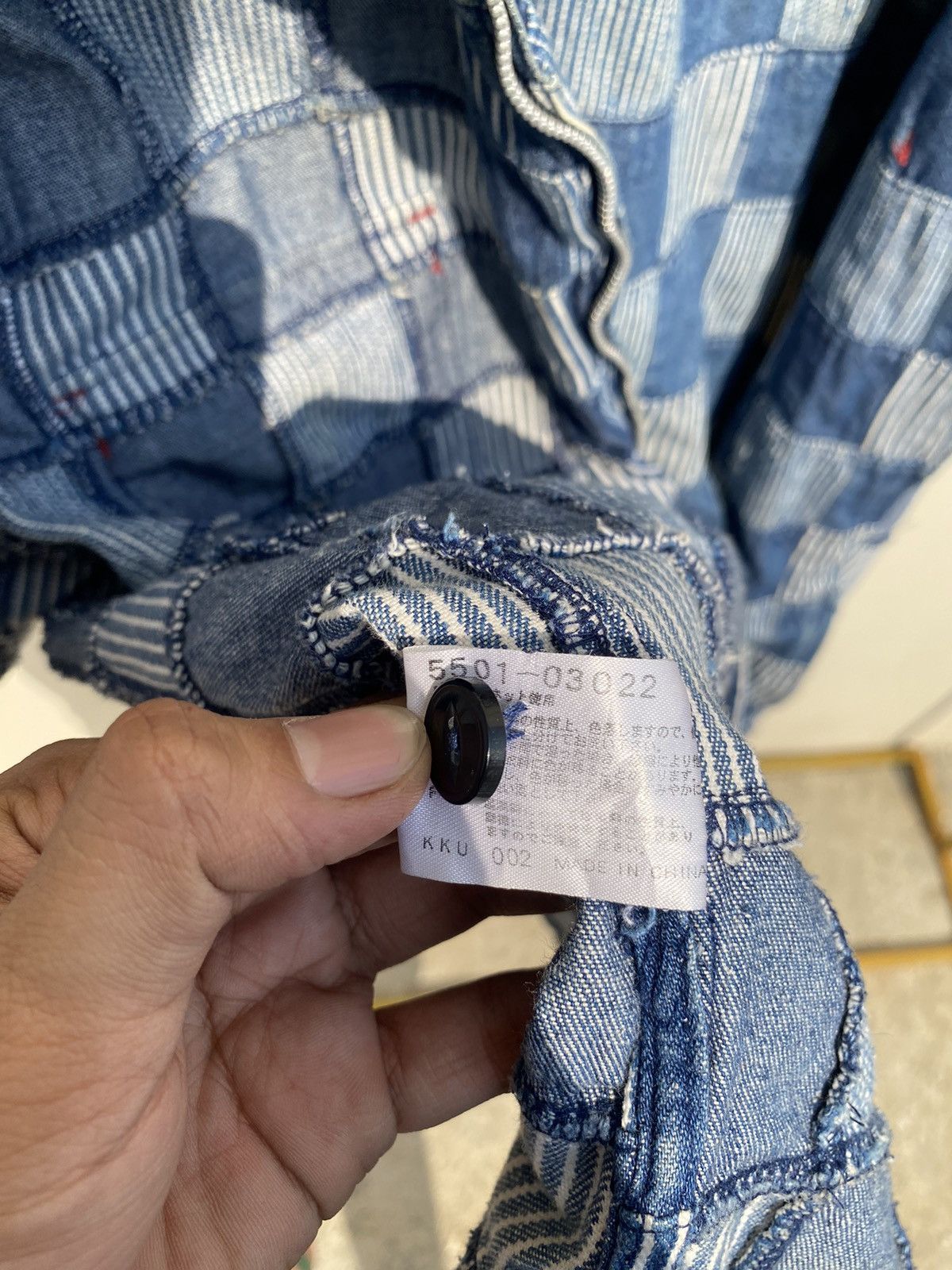 Kapital 1990s Kearney - Hickory Patchwork Boro Denim Zipper Shirts Size US L / EU 52-54 / 3 - 7 Thumbnail