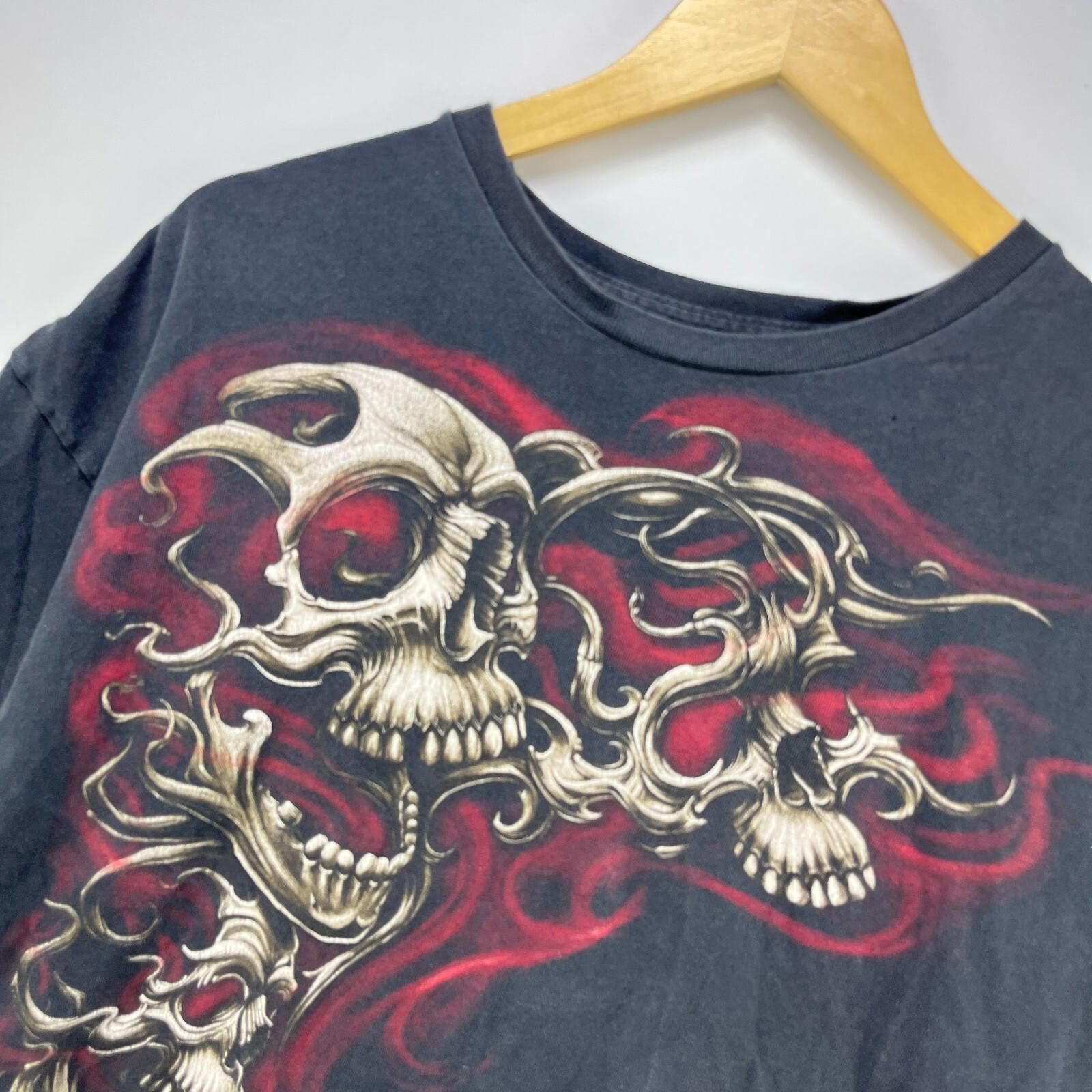 Vintage Vintage Y2K Skull Flames Skater Goth T Shirt XL Size US XL / EU 56 / 4 - 3 Thumbnail