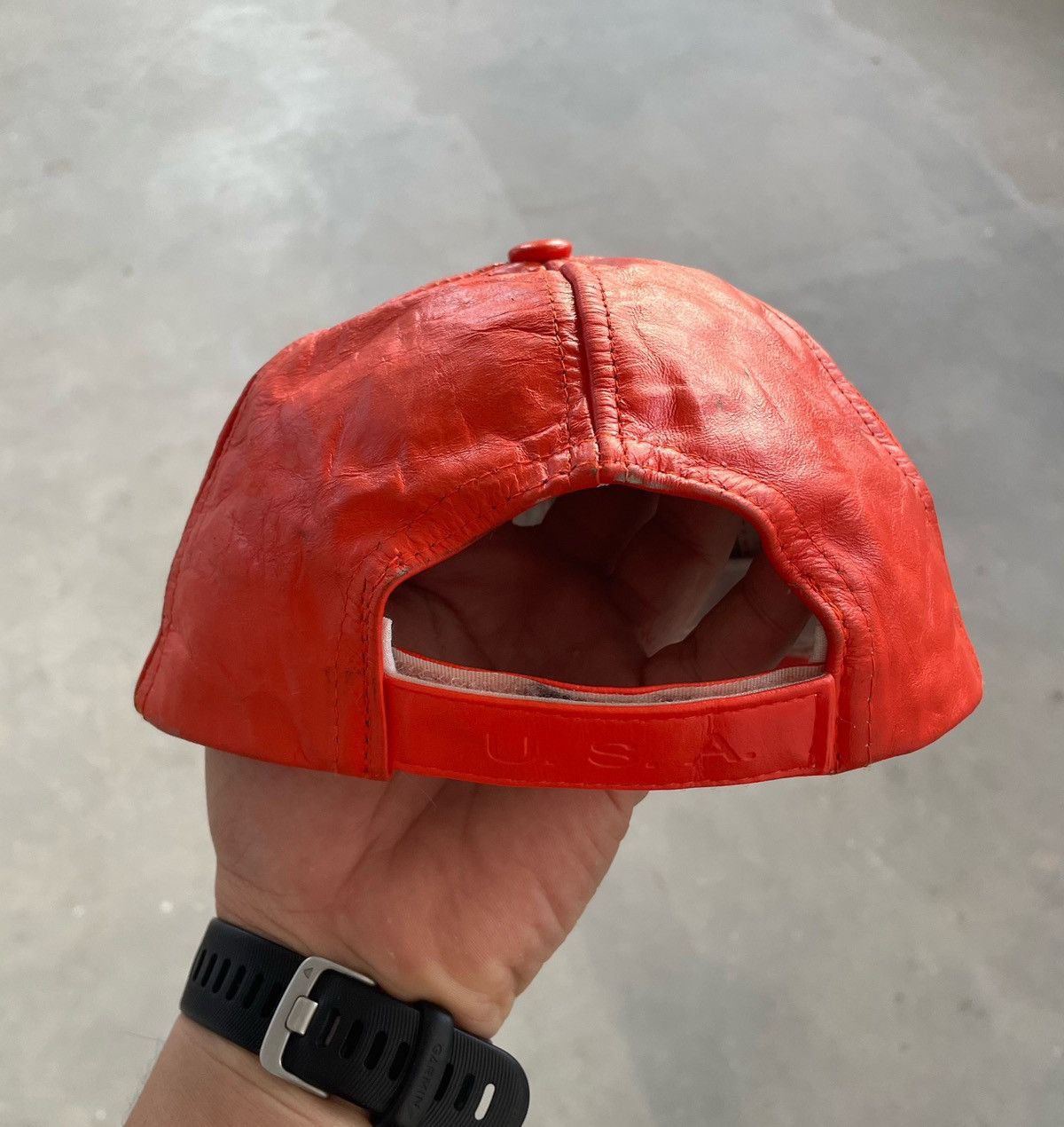 Genuine Leather × Vintage GENUINE LEATHER CAP MADE IN USA Size ONE SIZE - 5 Thumbnail