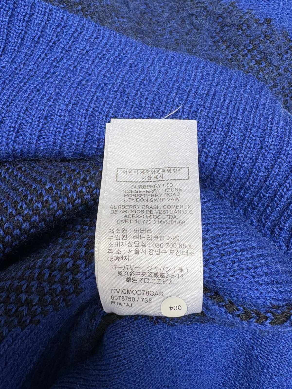Burberry Burberry Men’s Argyle Wool Sweater, Blue/Black Size US L / EU 52-54 / 3 - 6 Thumbnail