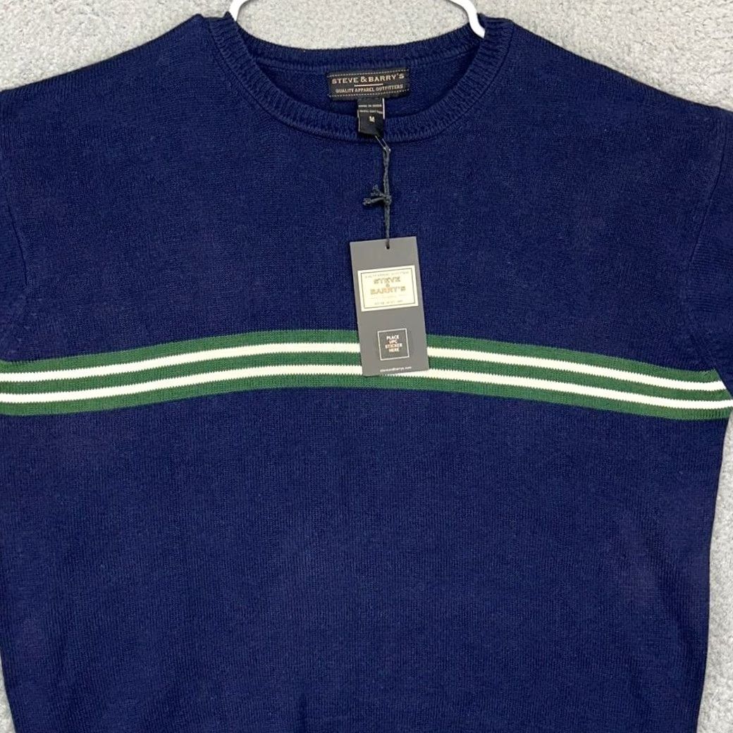 Vintage Steve Barry's Crew Neck Sweater Men Adult Medium Navy 2 Stripes Pullover Knit Cotton Striped 2 Stripes Outdoor Walking Vintage No Size US M / EU 48-50 / 2 - 2 Thumbnail