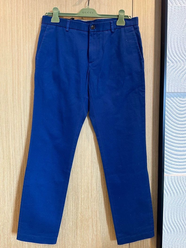 Gucci Deep Blue Trousers with Logo Embroidery - dmc