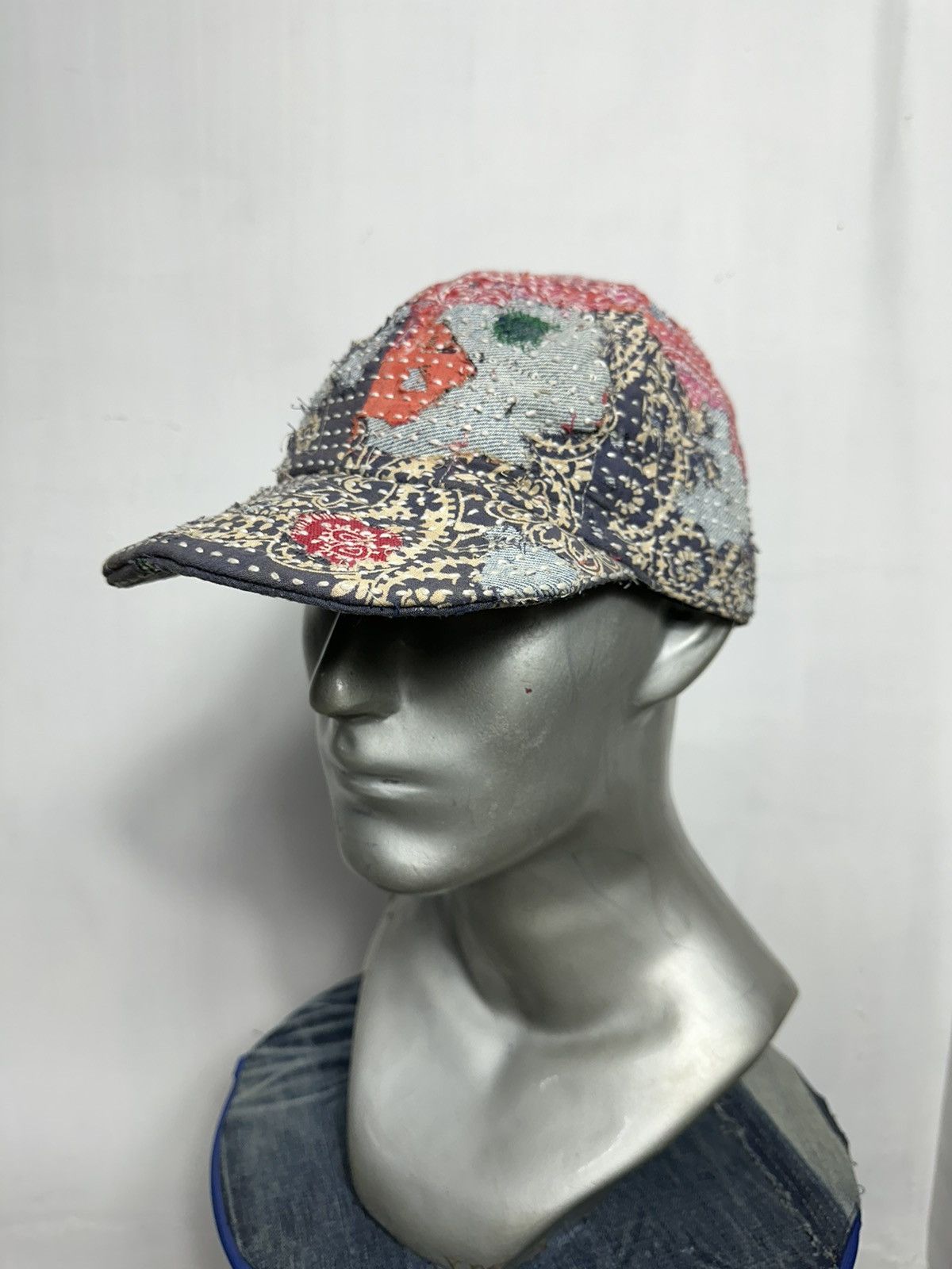 Handmade Custom Made Distressed Paisley Patchwork Boro hats Size ONE SIZE - 5 Thumbnail