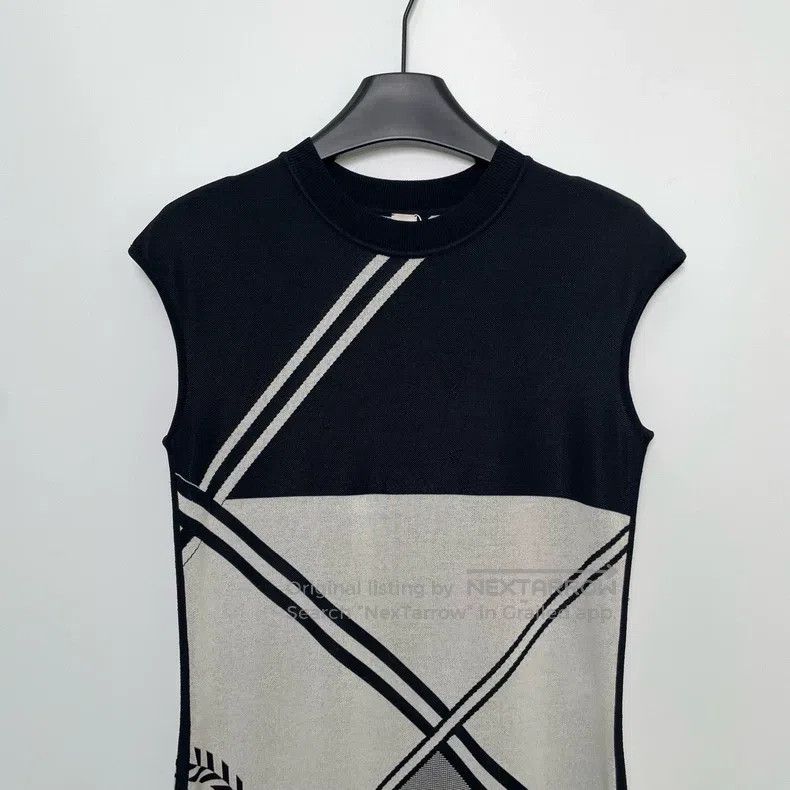 Hermes Hermes Black, White, and Grey Knit Dress Size XS / US 0-2 / IT 36-38 - 3 Thumbnail