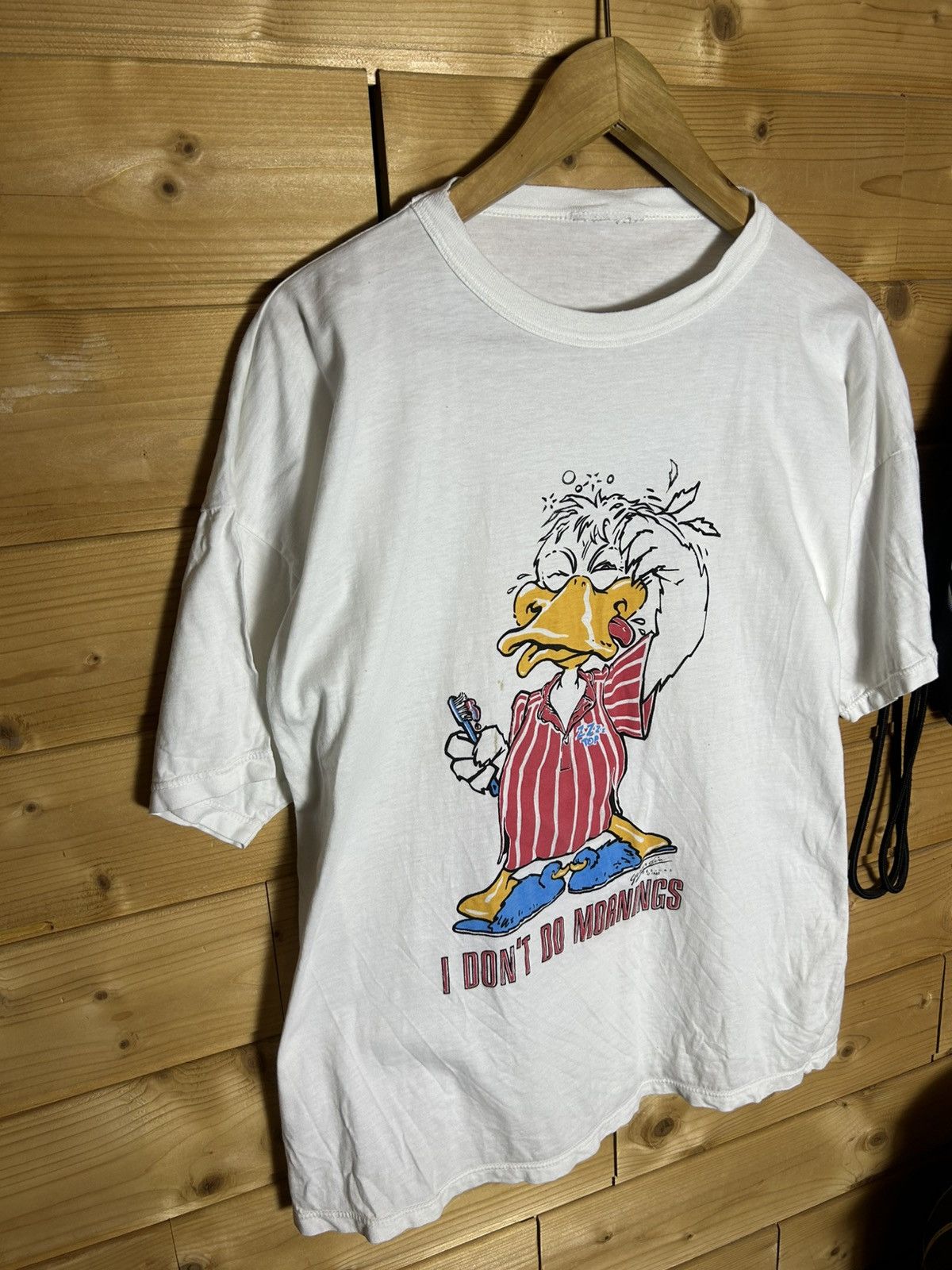 Vintage Vintage 80s I don’t do mornings duck t shirt Size US L / EU 52-54 / 3 - 2 Thumbnail