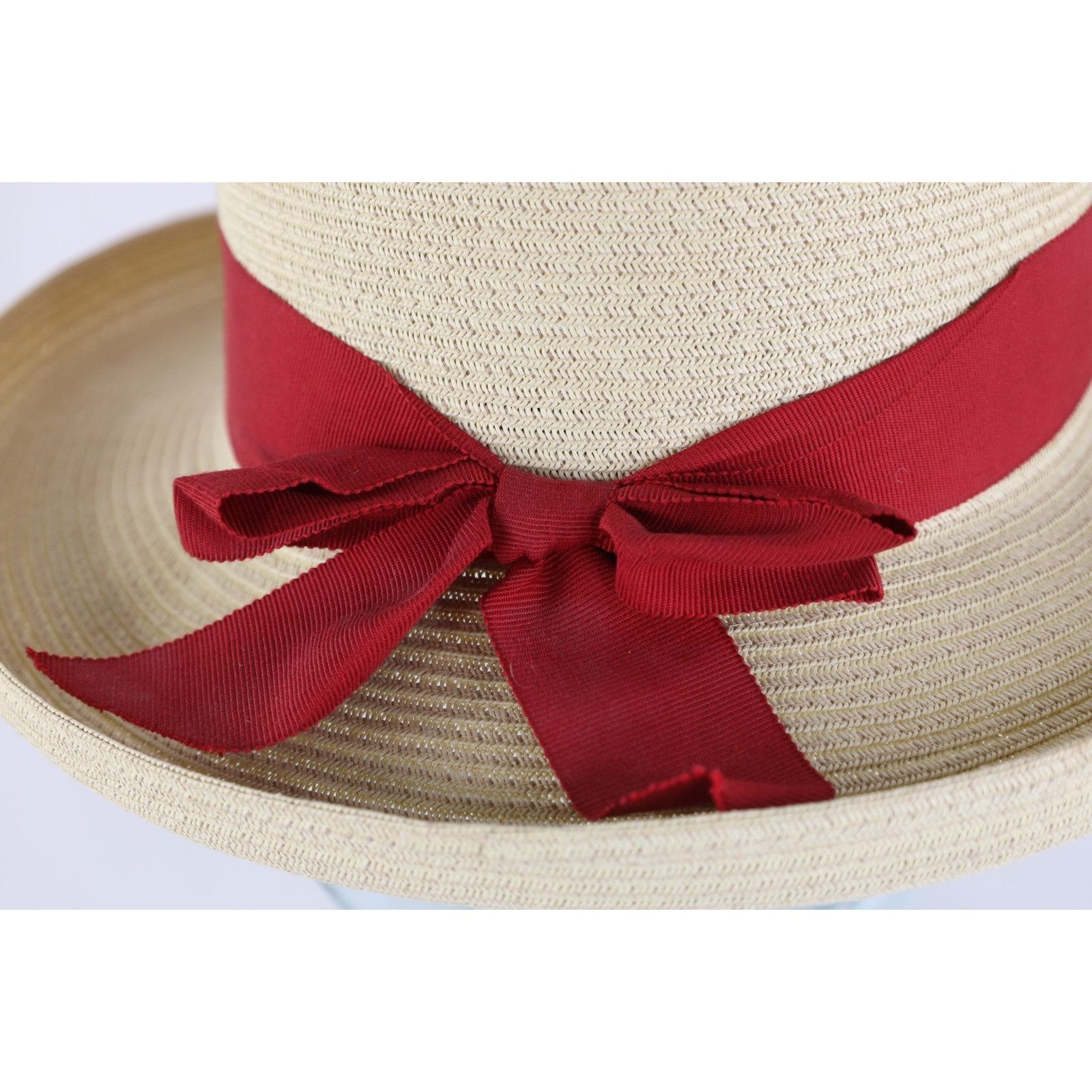Vintage New Vintage 90s Streetwear Bowtie Straw Boater Skimmer Hat Size ONE SIZE - 2 Thumbnail
