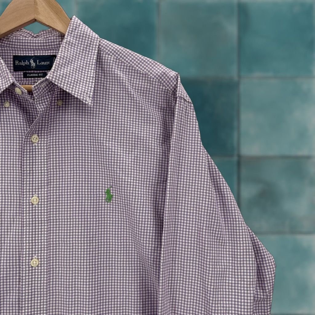 Ralph Lauren Ralph Lauren Dress Shirt Mens Button Down 16.5 34/35 Purple Gingham Classic Fit Size 46R - 1 Thumbnail
