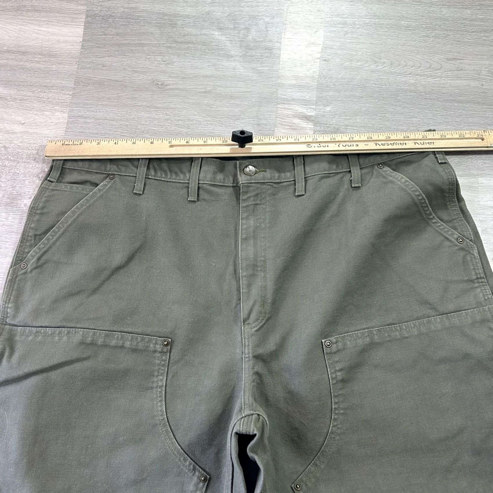 Carhartt VINTAGE Carhartt Original Dungaree Fit Carpenter Pants Mens 44x32 Green Canvas Straight Leg Casual Workwear MOS B136 Size US 44 / EU 60 - 5 Thumbnail