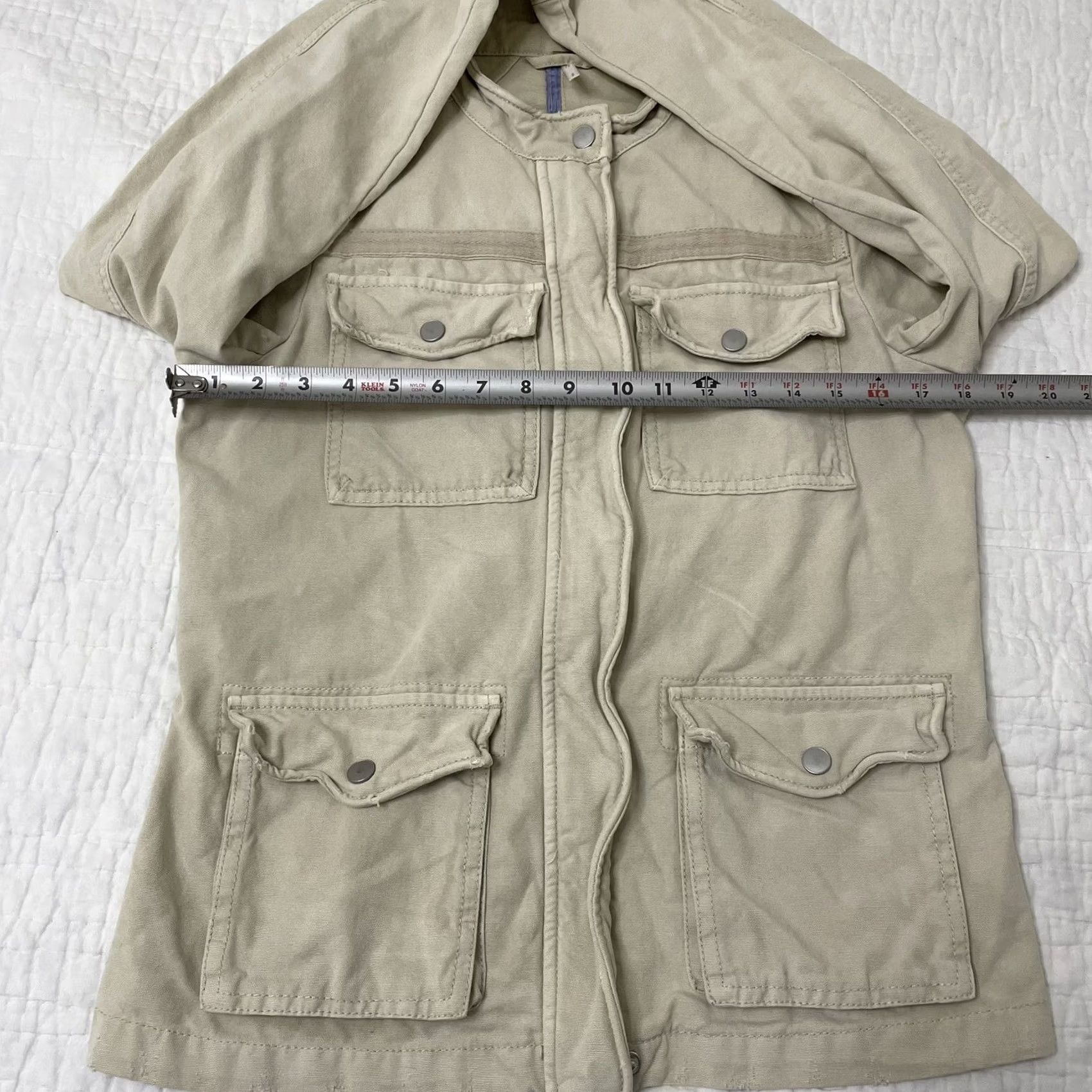 Free People Free People Military Jacket Womens Size S Khaki Tan Cargo Boho Utility Military Style Army Pockets Short Jacket Beig e Beige (adjusted for clarity) Size S / US 4 / IT 40 - 4 Thumbnail