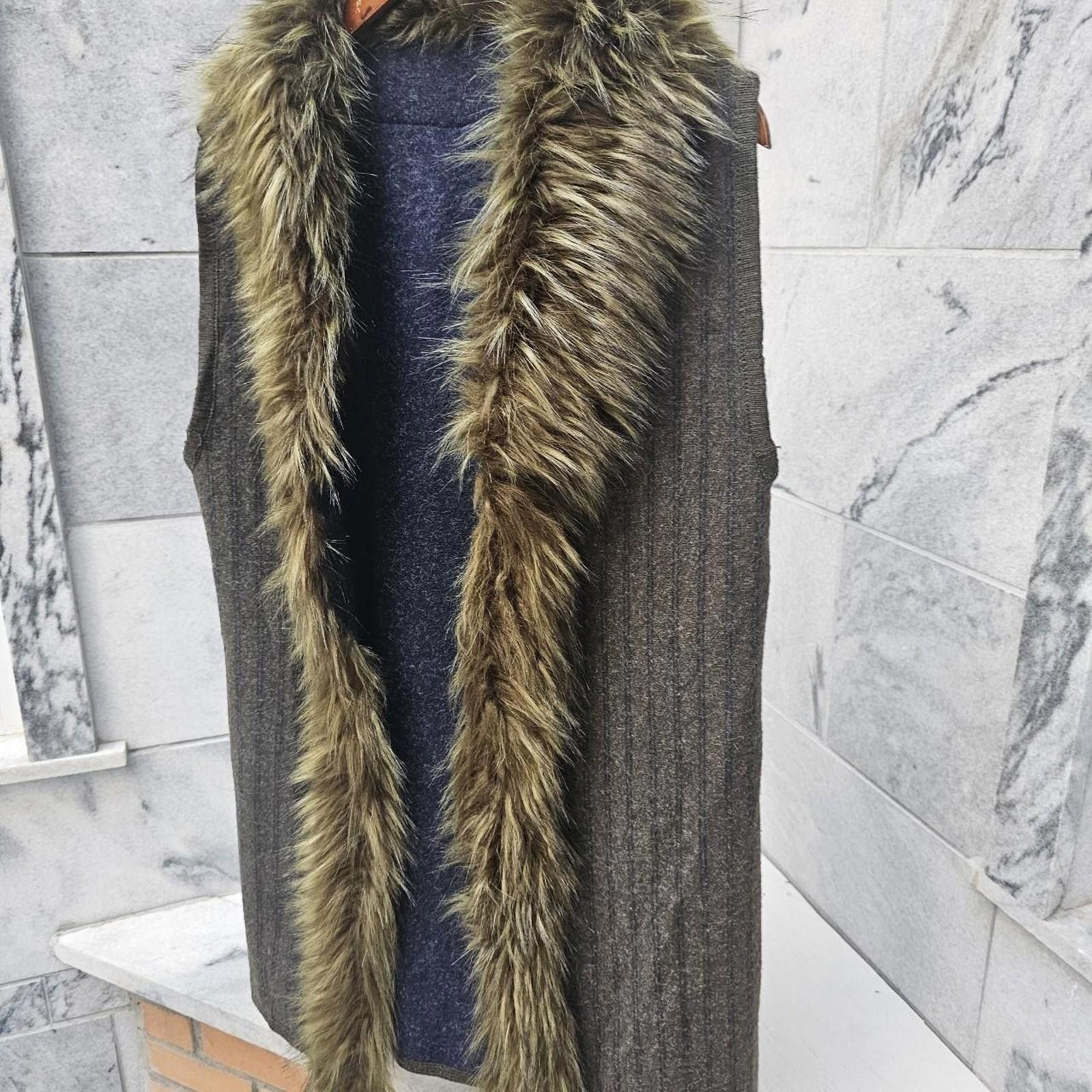 Other Women's Earth Tone Faux Fur Trim Vest Size M / US 6-8 / IT 42-44 - 7 Thumbnail