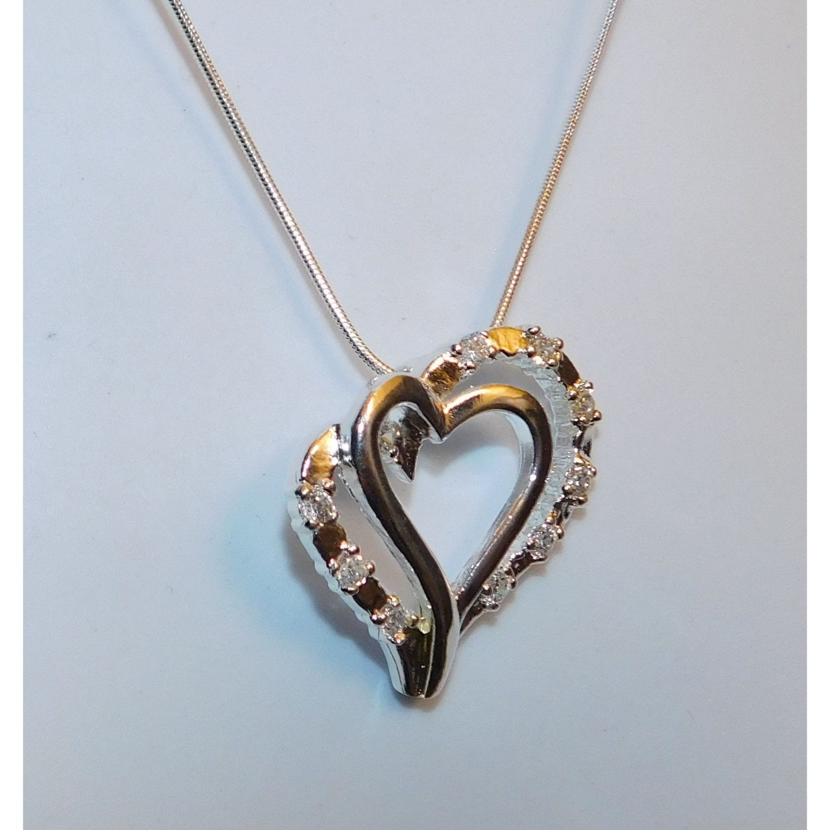 Other Elegant Romantic Sterling Silver Double Heart Necklace With Size ONE SIZE - 5 Thumbnail