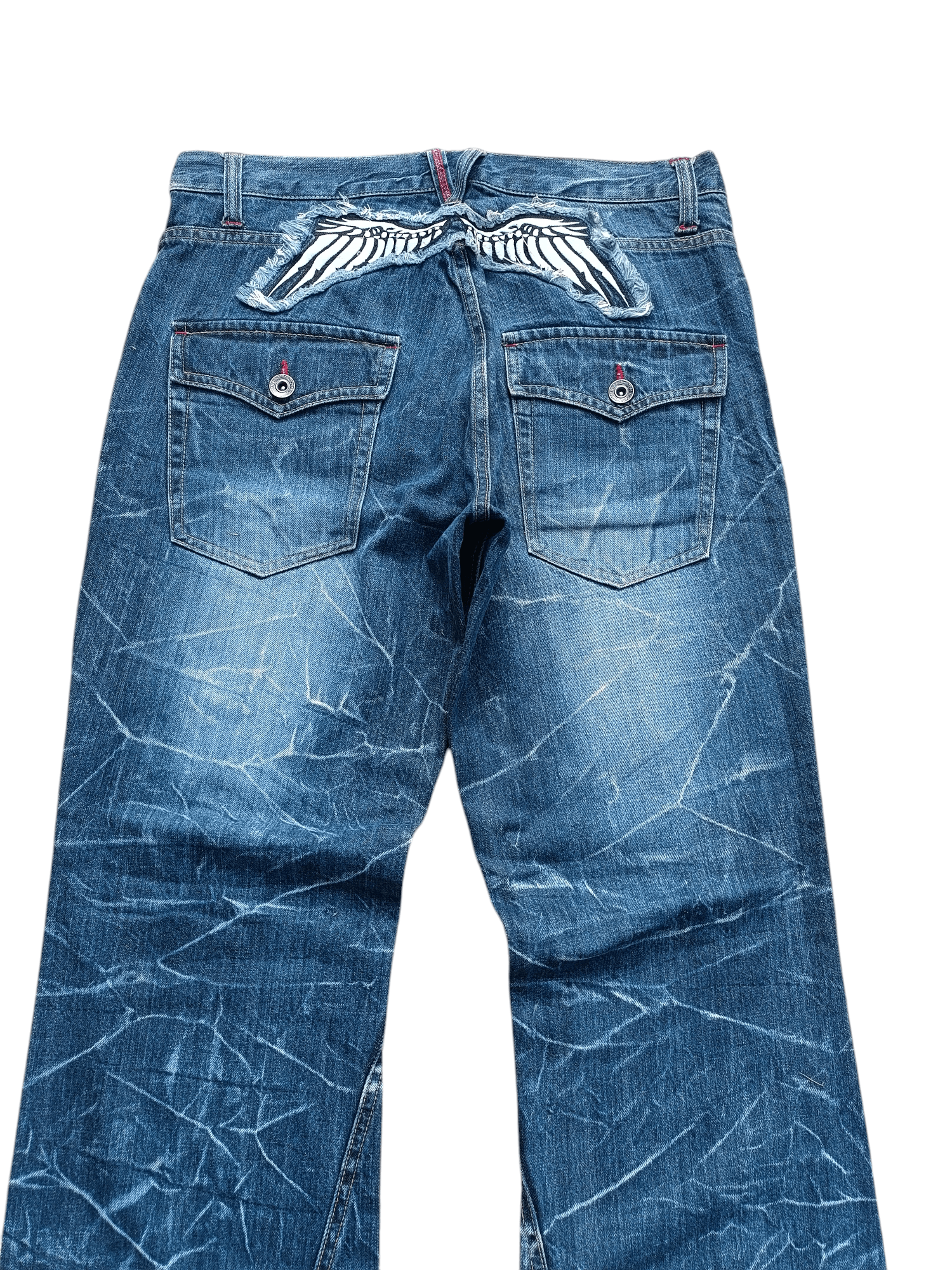 Japanese Brand FLARED 💥 JAPANESE BRAND NYLAUS ANGEL WING EMBROIDERY DENIM Size US 32 / EU 48 - 8 Thumbnail