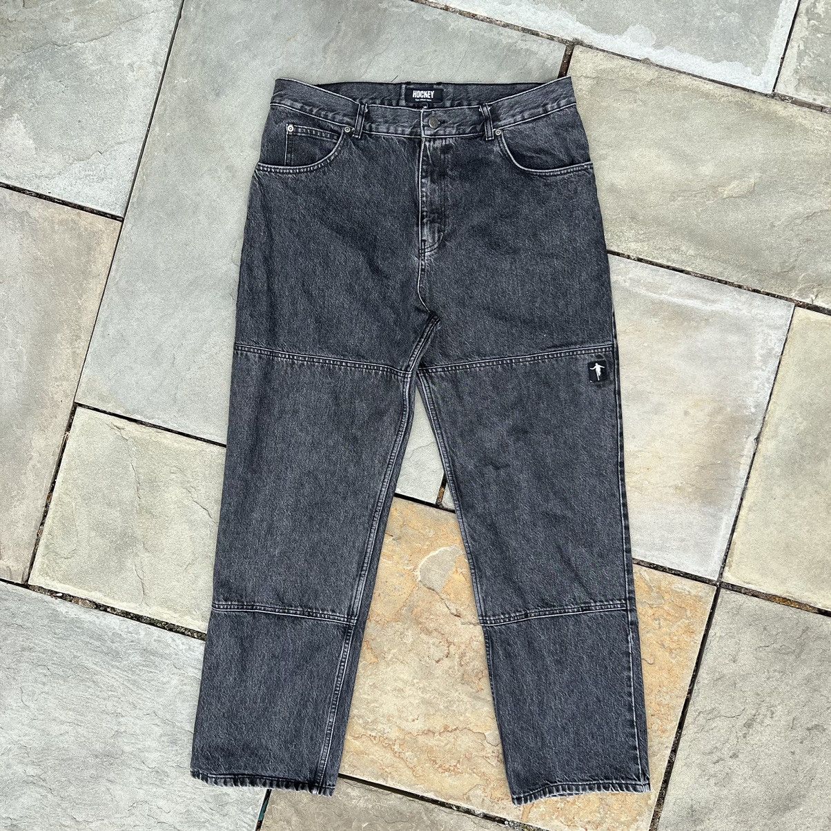 Hockey Hockey Double Knee Black Washed Denim Jeans Grailed