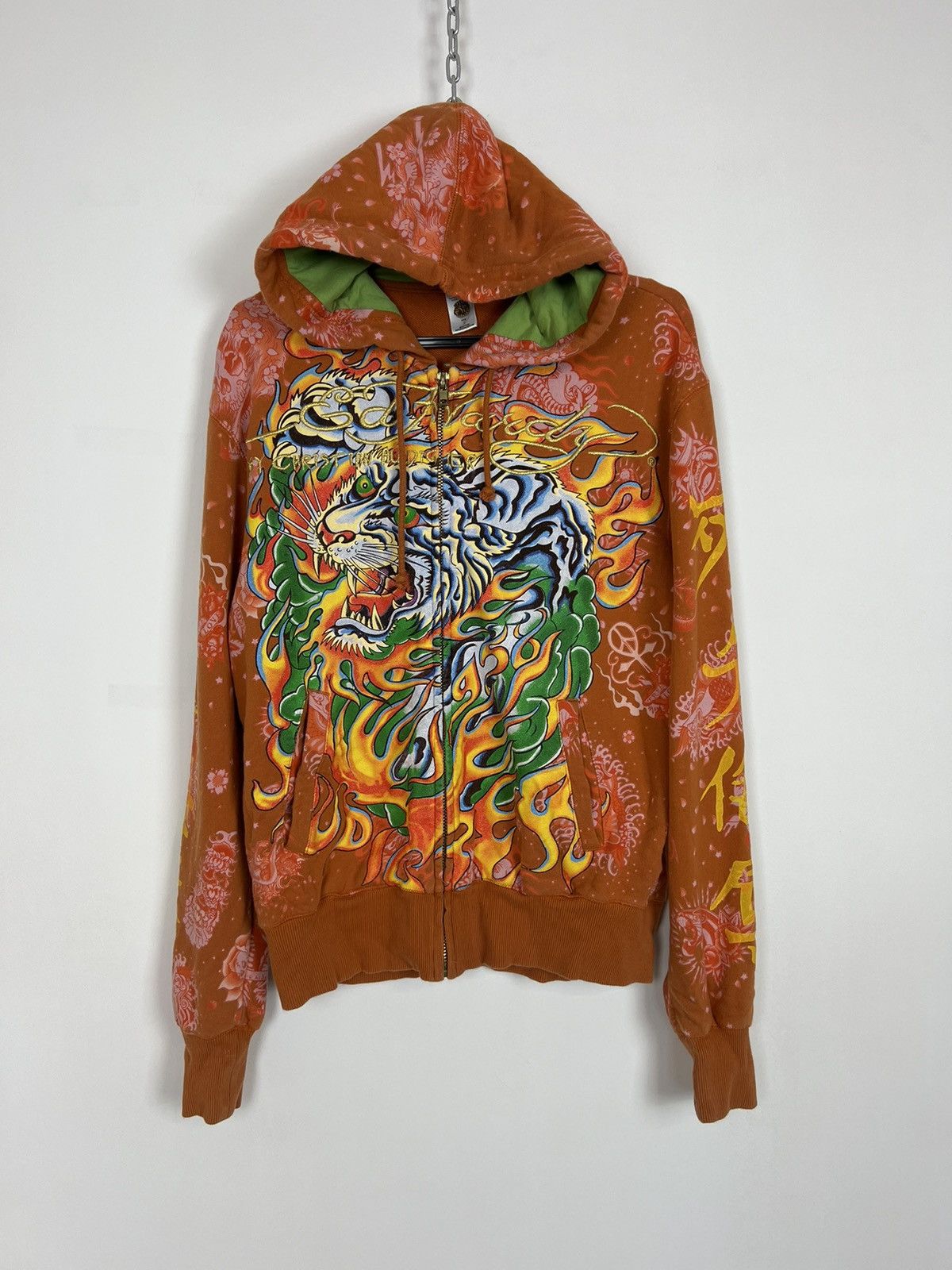 Orange ed hardy hoodie hotsell