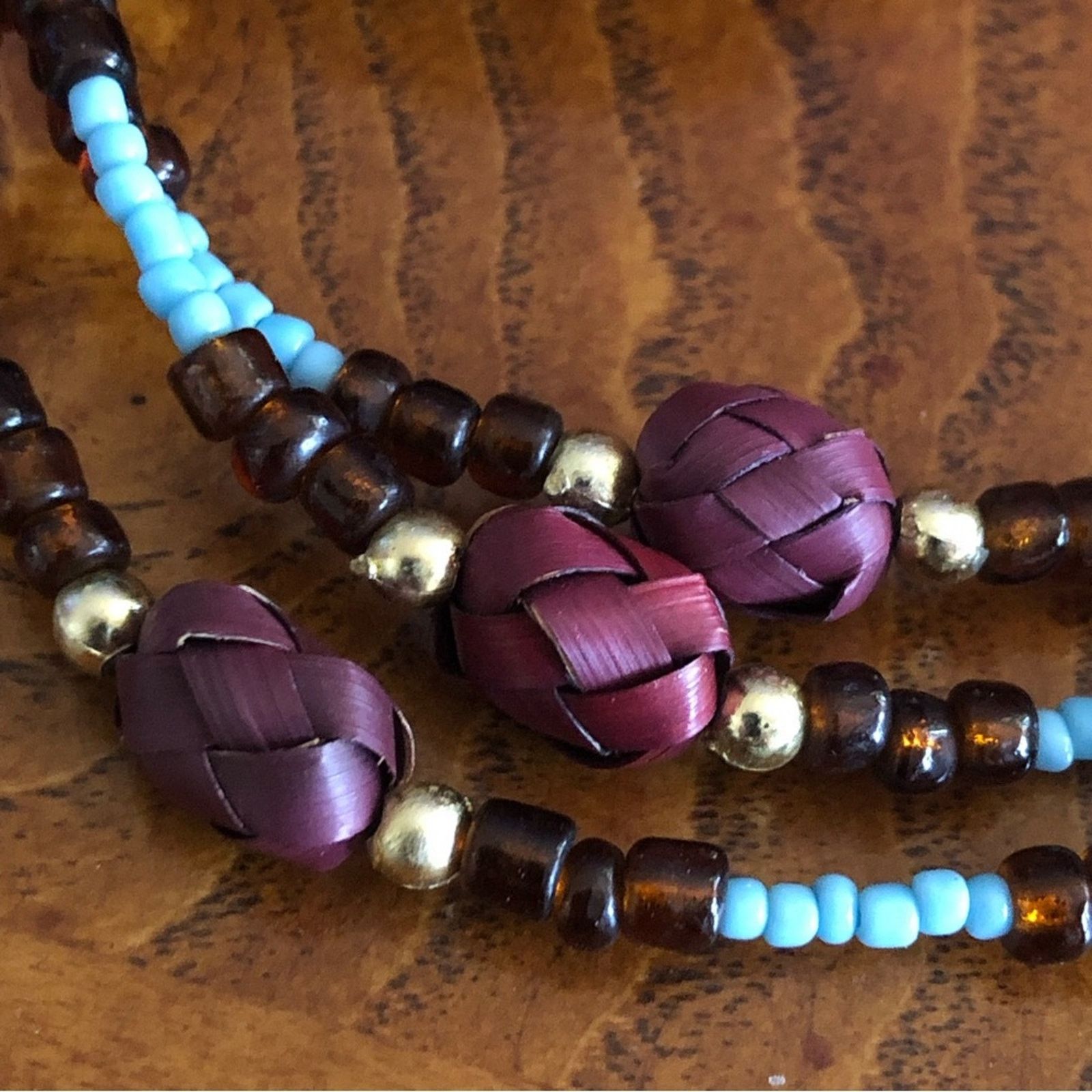 Handmade Hand crafted wicker seed bead necklace Size ONE SIZE - 6 Thumbnail