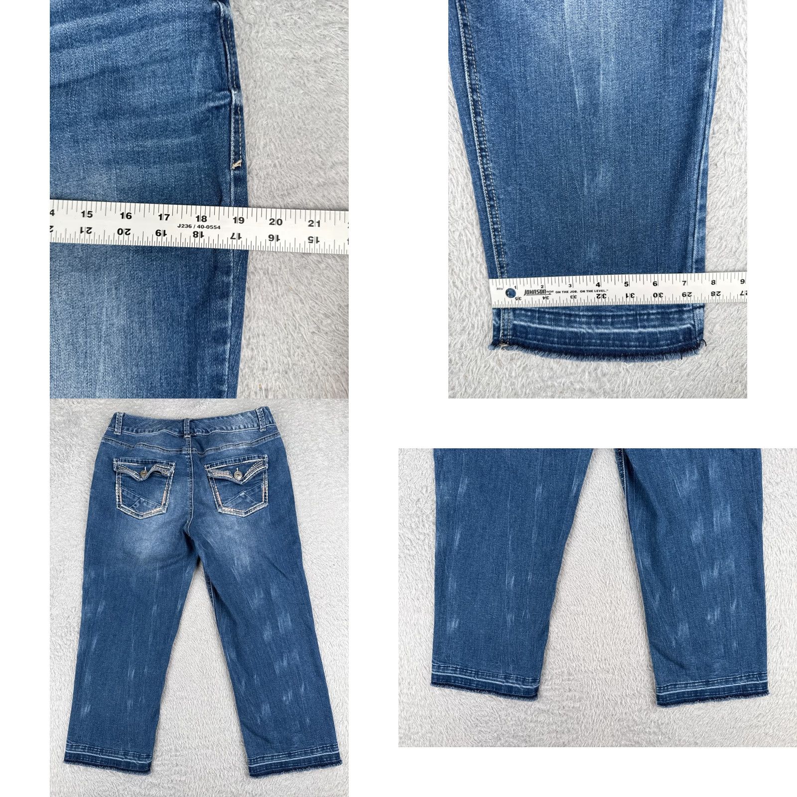 Vintage Maurices Jeans Capri Womens 29x22 Mid Rise Blue Denim Distressed 5-Pocket Regular Cotton Blend Capris 9" Rise Maurices Jeans Size 30" / US 8 / IT 44 - 9 Thumbnail