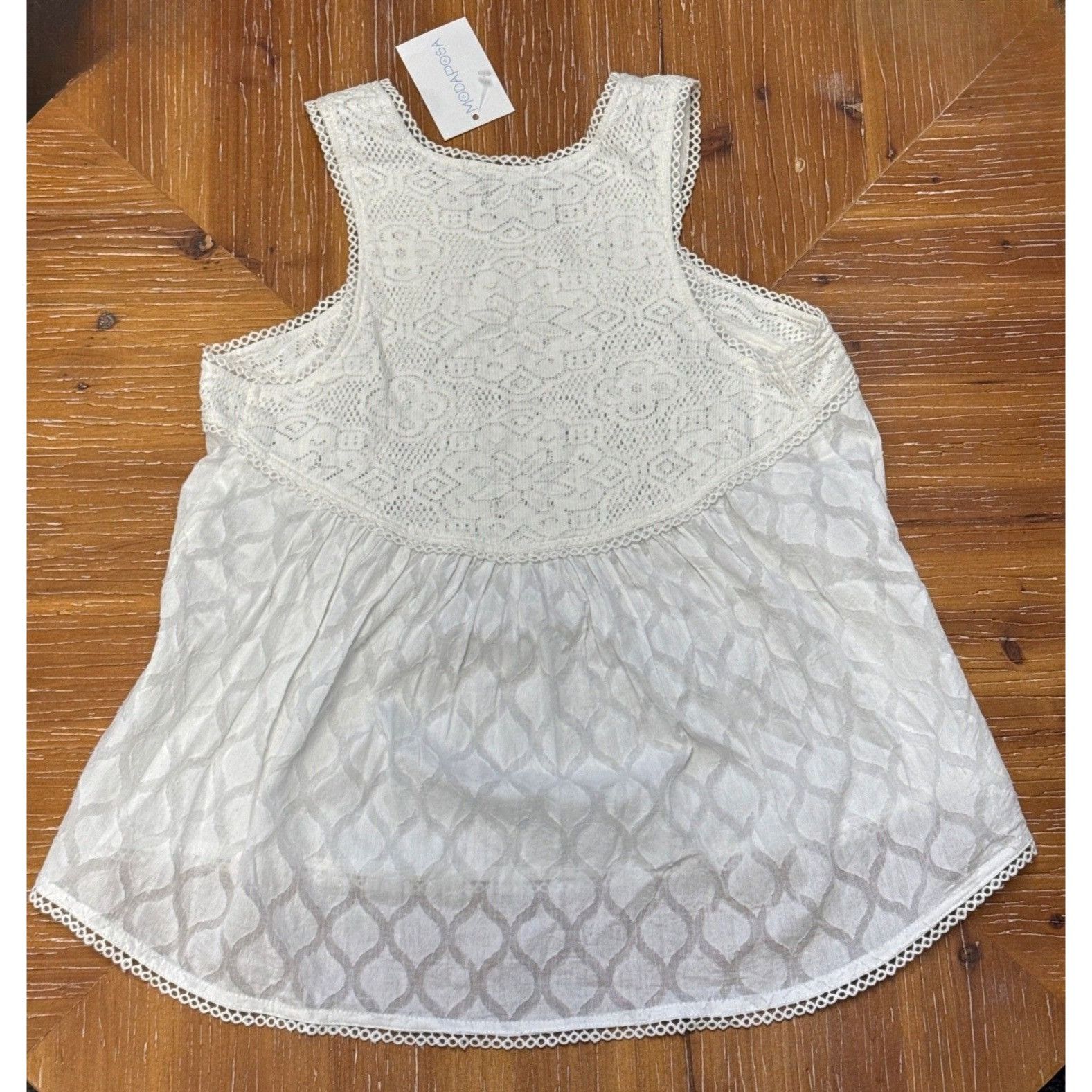 Other Sleeveless White Lace Cotton Tank Top By Modaposa XS Size XS / US 0-2 / IT 36-38 - 2 Thumbnail