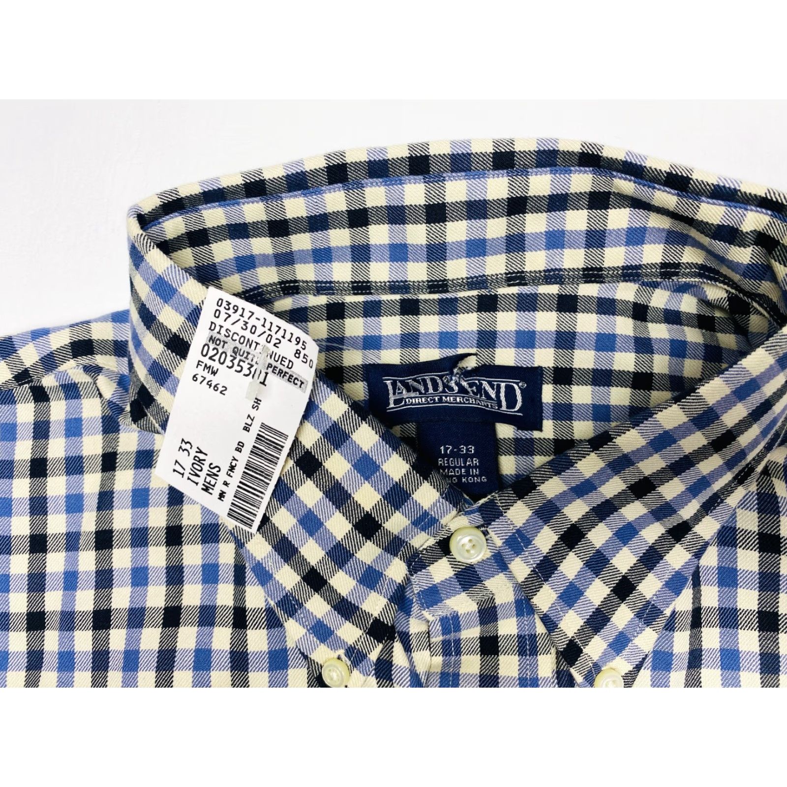 Lands' End NWT Lands' End Flannel Shirt Mens XL 17 Blue Check Button Up Long Sleeve Cotton Size US XL / EU 56 / 4 - 6 Thumbnail