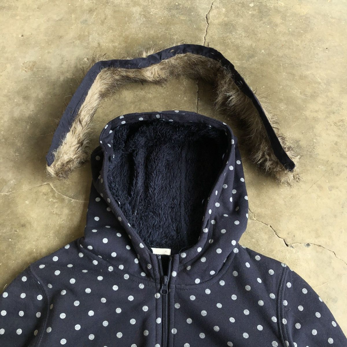 Hysteric Glamour 2000s GU Polkadot Motif Fur Ziphoodie Navy Lgb Ifsixwasnine Size US M / EU 48-50 / 2 - 11 Thumbnail