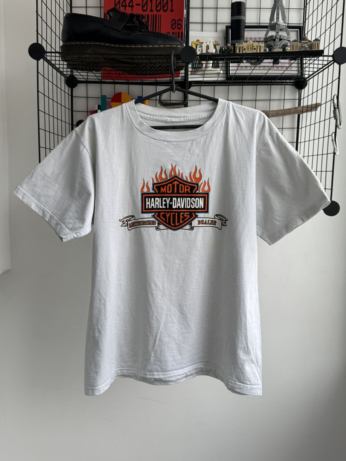 Harley Davidson 🔥Vintage Harley Davidson Fire White T-shirt Size US L / EU 52-54 / 3 - 1 Thumbnail