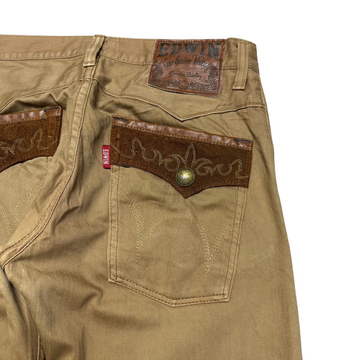 Edwin Vintage Edwin XVS403 Leather Pocket Brown Denim Jeans Size US 34 / EU 50 - 12 Thumbnail