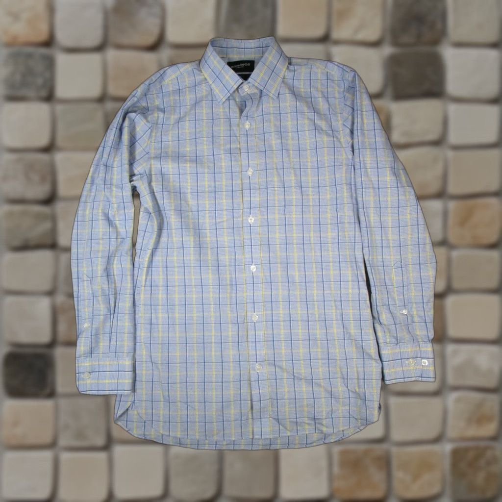 Bonobos VINTAGE Bonobos Dress Shirt Plaid Long Sleeve Mens 15.5 Blue Cotton Button-Down Size 40R - 1 Thumbnail