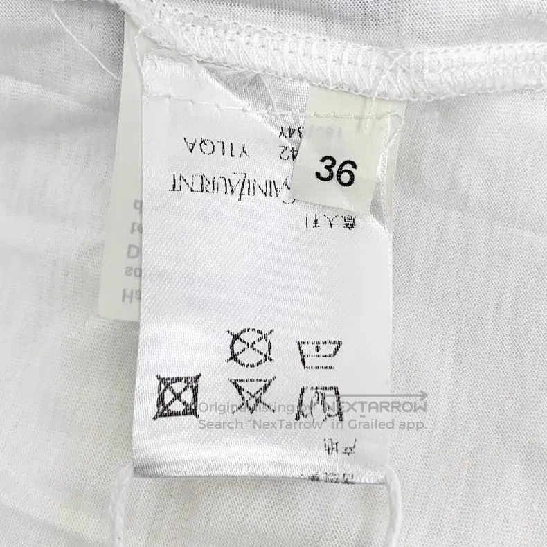 Saint Laurent Paris Saint Laurent Paris White Logo Printed Cotton Crew Neck Sh Size US XS / EU 42 / 0 - 6 Thumbnail