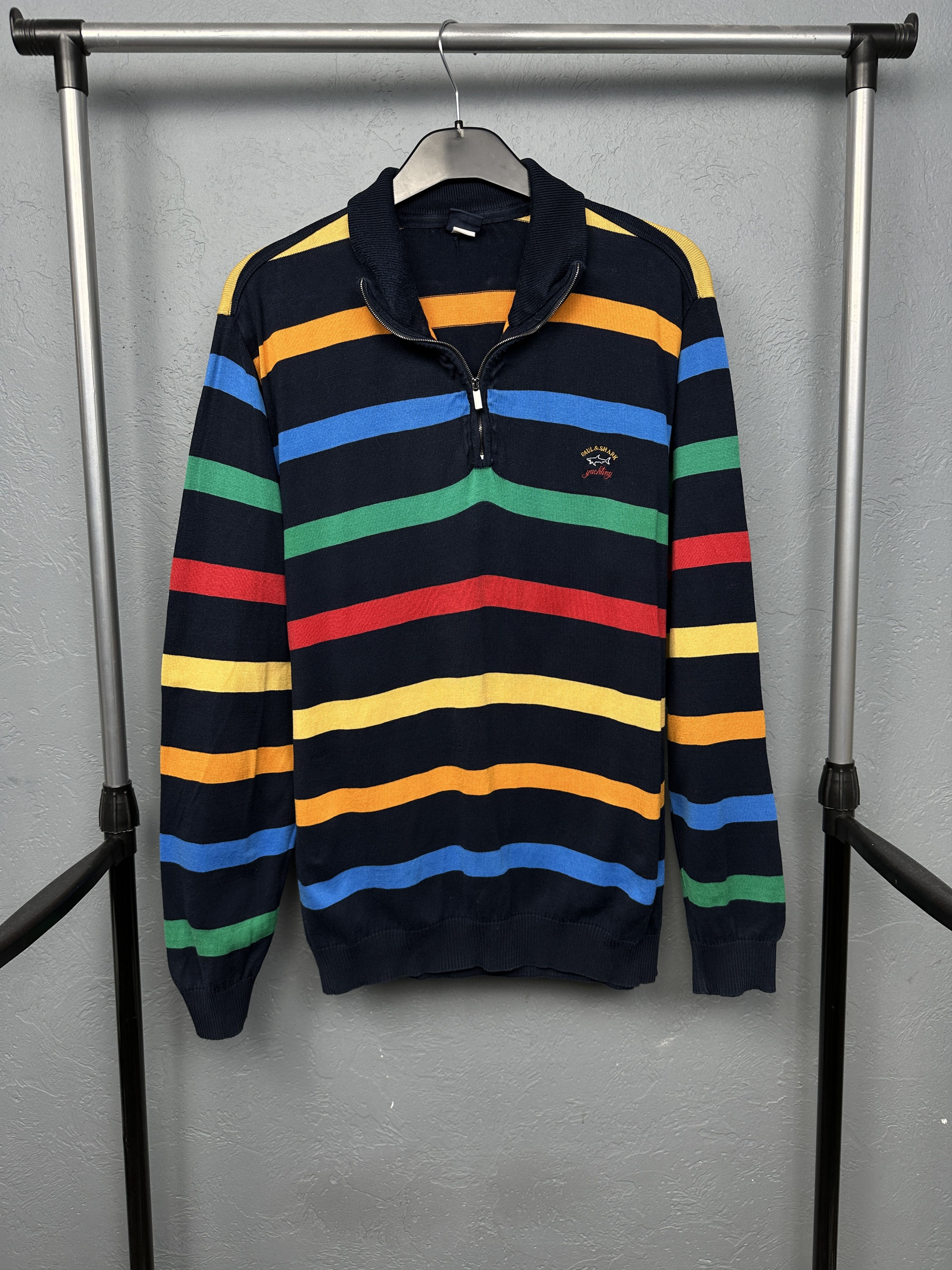 Paul & Shark Paul & Shark Vintage Mens Striped 1\4 Zip Sweater Size US M / EU 48-50 / 2 - 1 Thumbnail