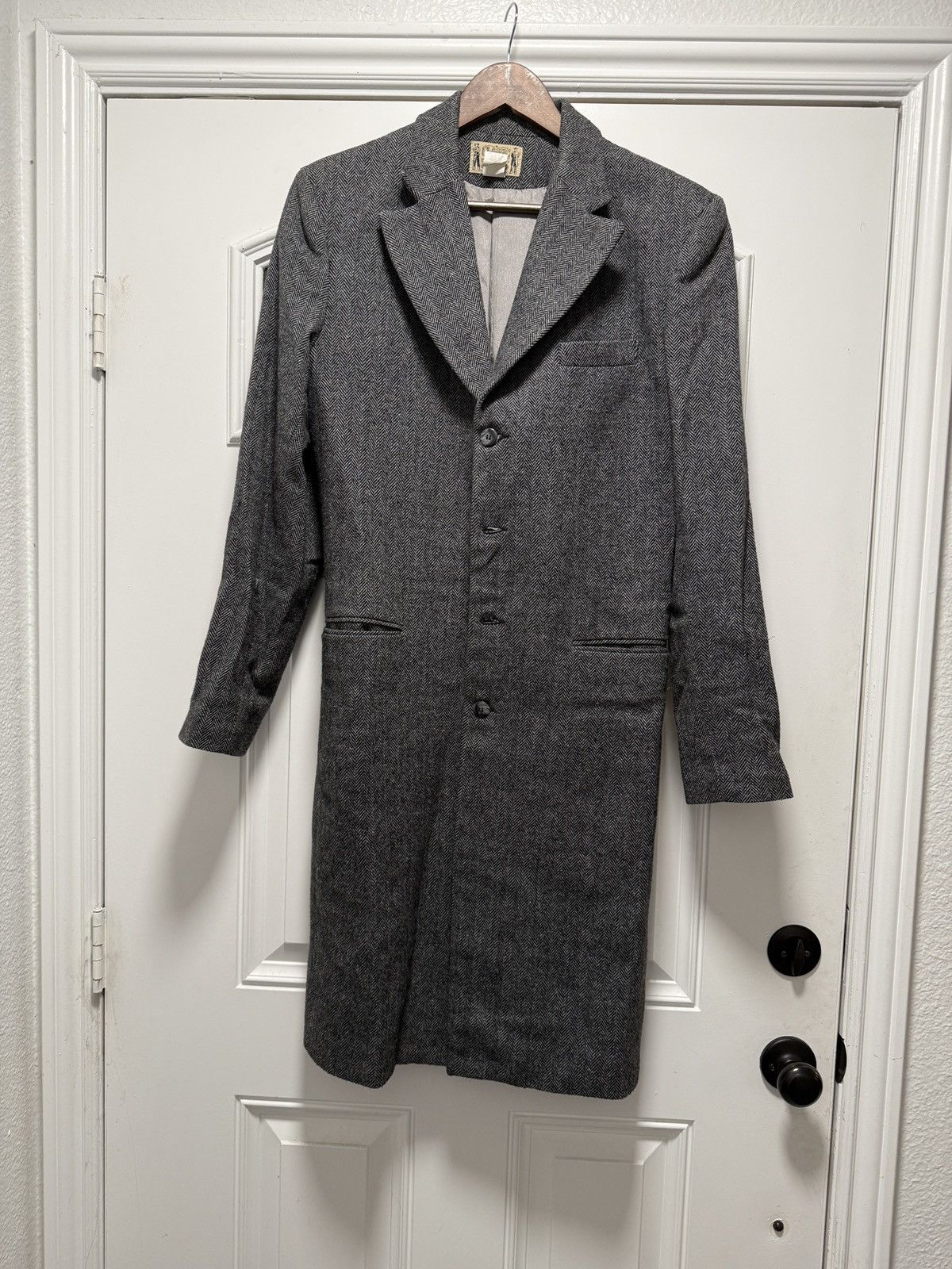 Hedi Slimane Vintage Herringbone Overcoat Size US S / EU 44-46 / 1 - 1 Thumbnail