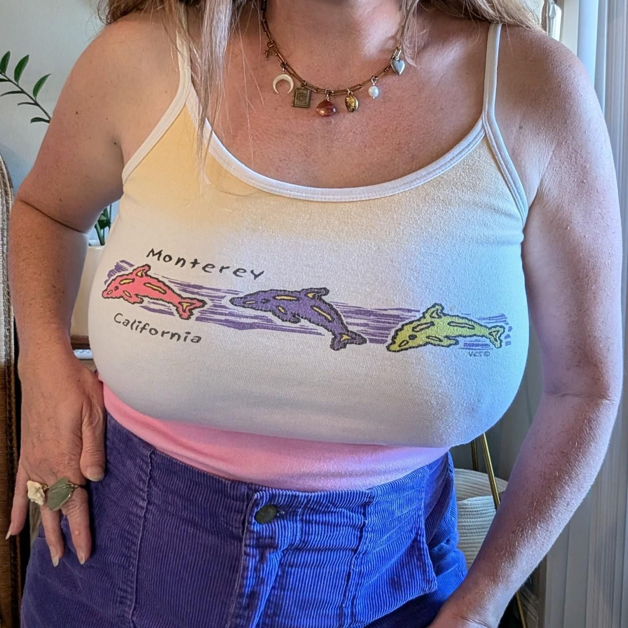 Vintage 80s/90s Monterey Dolphins Ombre Dip Dye Tank Top Size M / US 6-8 / IT 42-44 - 4 Thumbnail