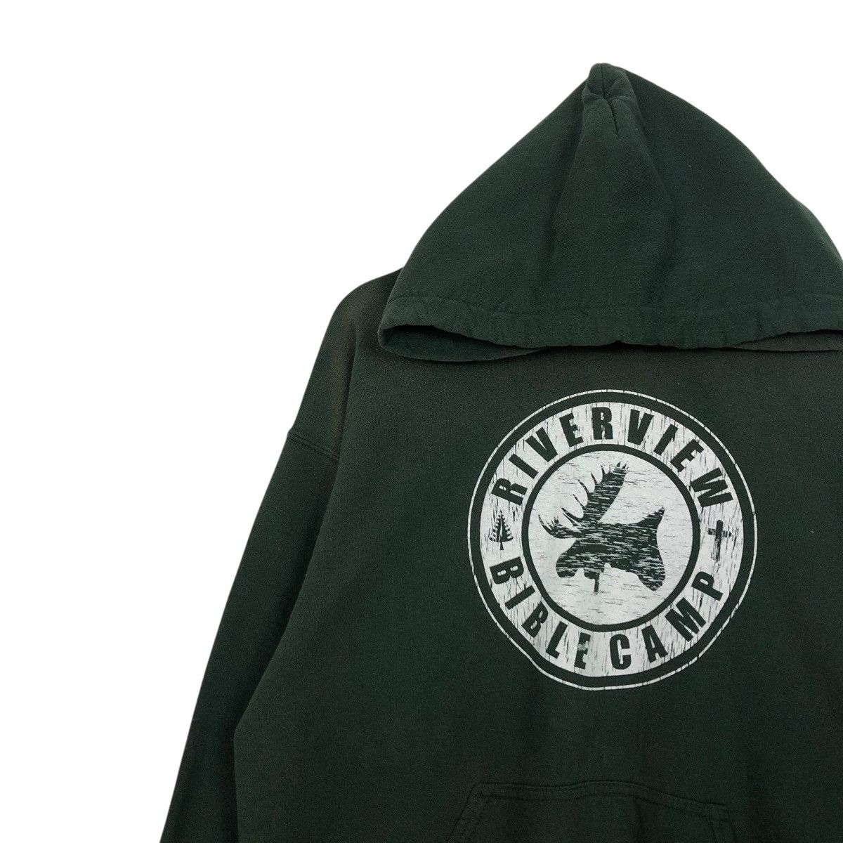 Vintage 🔥RICH GREEN HOODIE PULL OVER RIVERVIEW BIBLE CAMP BIG LOGO Size US M / EU 48-50 / 2 - 9 Thumbnail