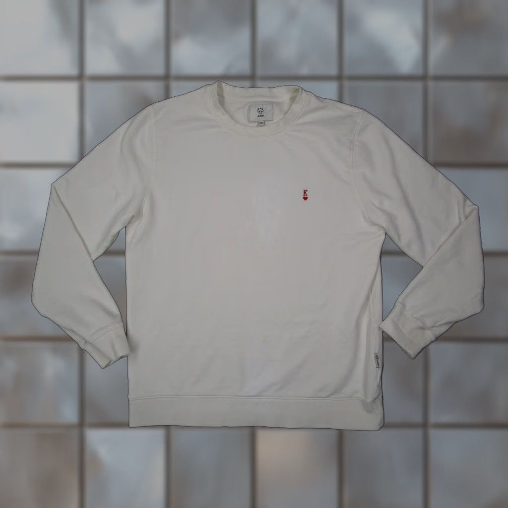 Vintage A-Dam King of Hearts White Organic Long Sleeve Pullover Sweatshirt Mens Medium Size US M / EU 48-50 / 2 - 1 Thumbnail