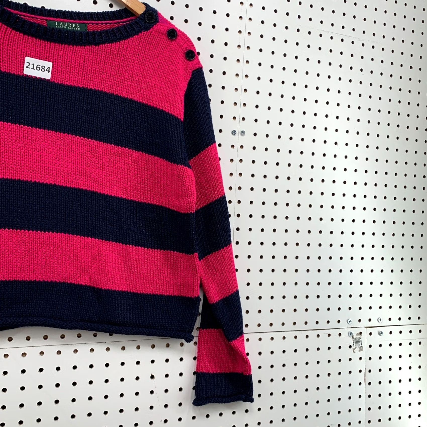 Ralph Lauren Lauren Ralph Lauren Knit Sweater Pink Blue Cropped Womens Large 20.5x21 Size L / US 10 / IT 46 - 4 Thumbnail