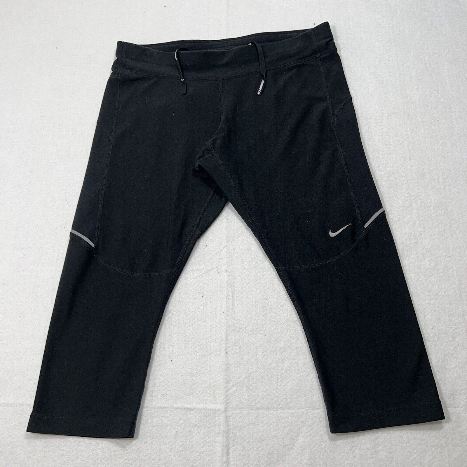 Nike Nike Dri Fit Medium Capri Athletic Running Black Leggings Size 32" / US 10 / IT 46 - 1 Thumbnail