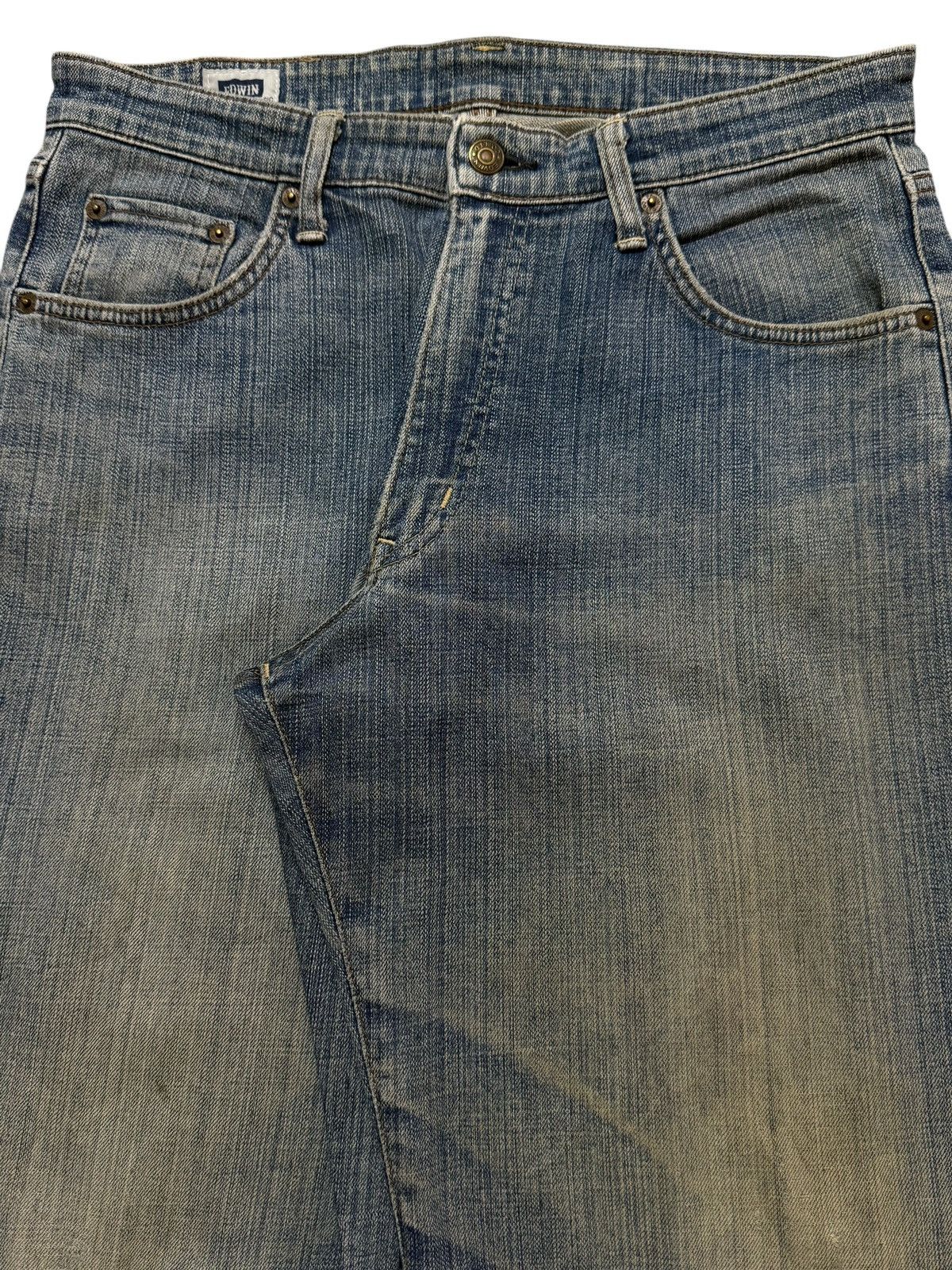 Edwin Vintage 90s Edwin 404 Mud Wash Faded Distress Wide Leg Jeans Size US 31 - 3 Thumbnail