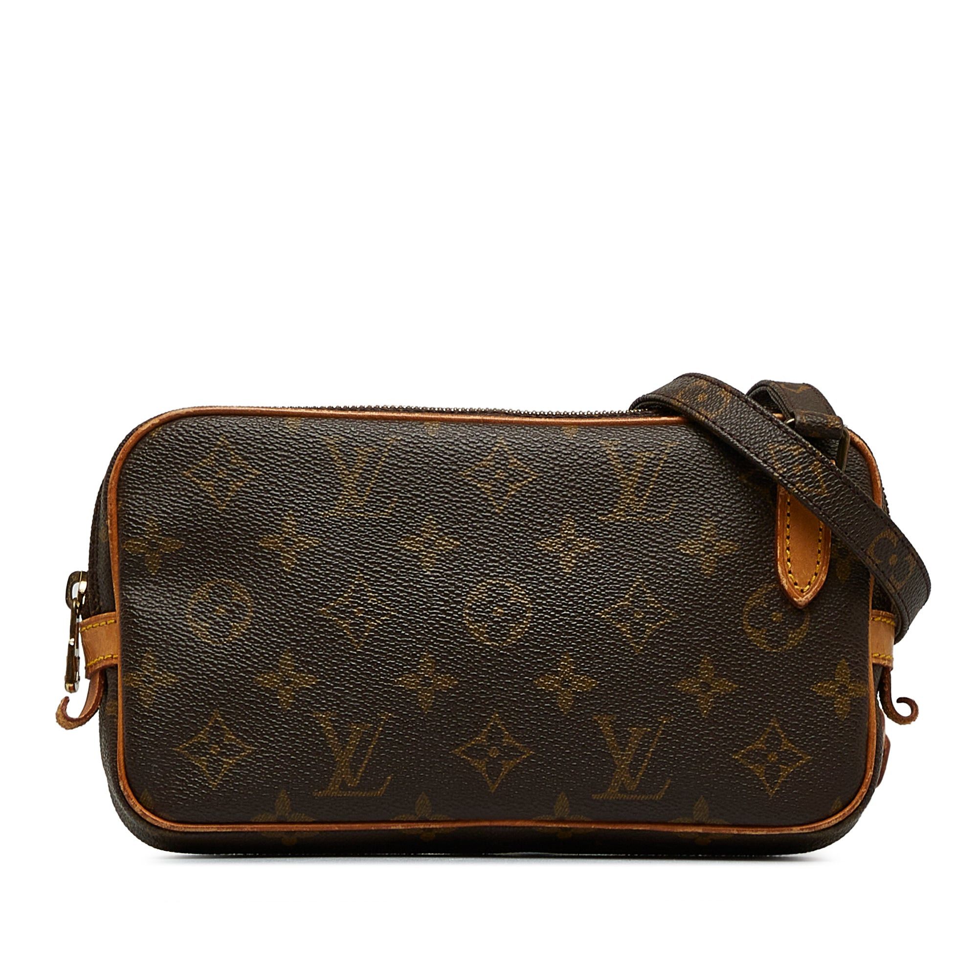 image of Louis Vuitton Monogram Pochette Marly Bandouliere Crossbody Bag in Brown, Women's