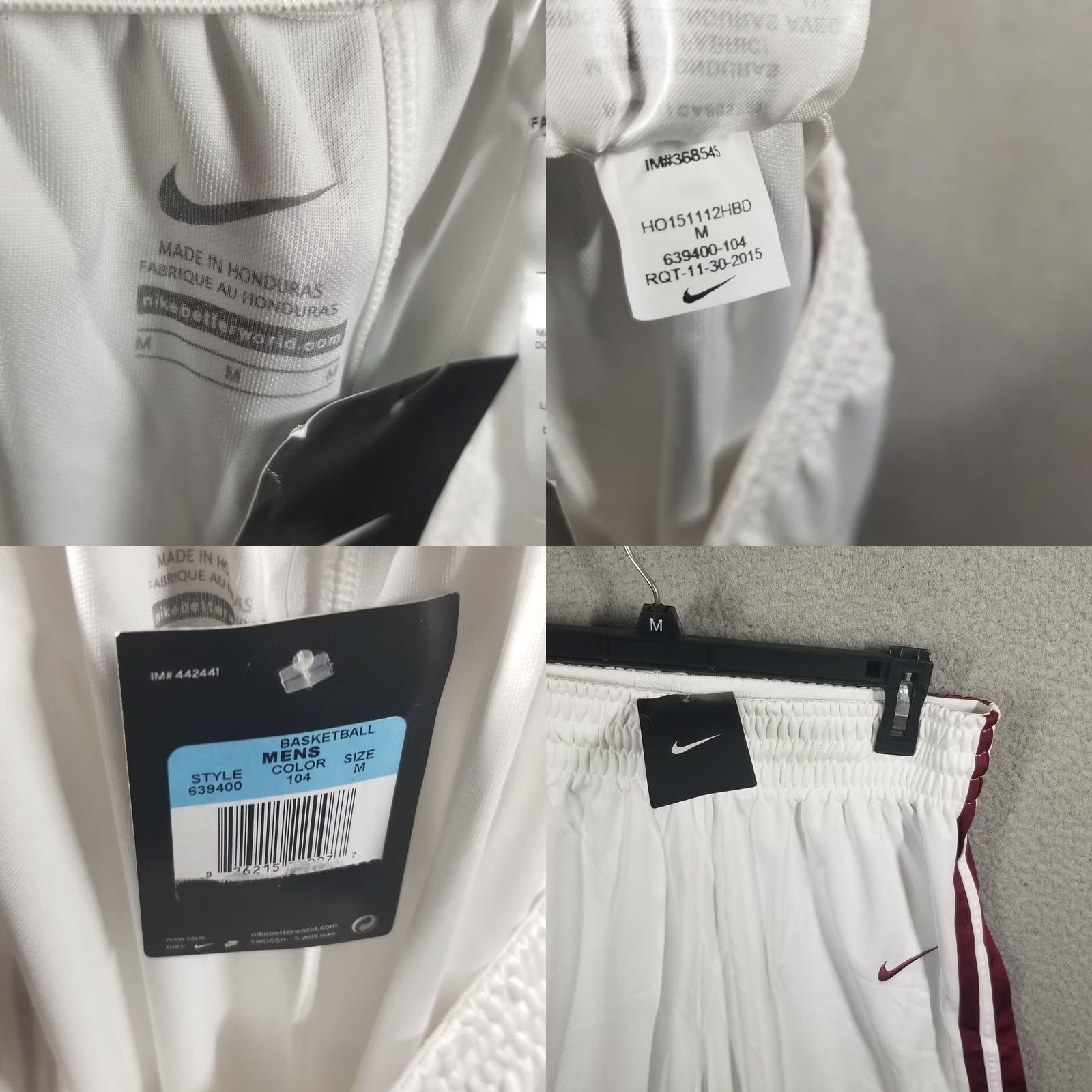 Nike Nike Basketball Shorts Men's Medium White Maroon Drawstrings Size US 31 - 8 Thumbnail