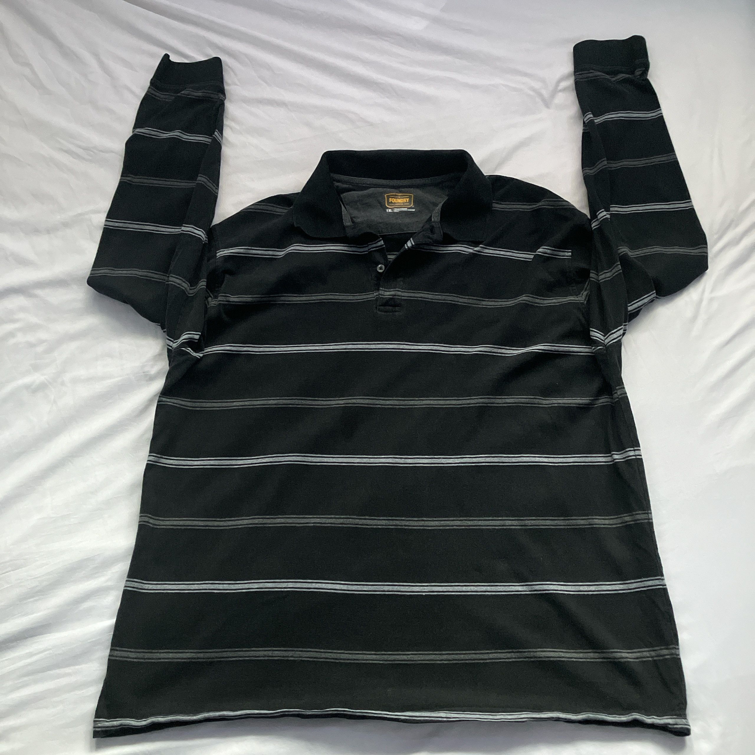 Vintage × Vintage Foundry Foundry Long Sleeve Striped Shirt Size US XL / EU 56 / 4 - 1 Thumbnail