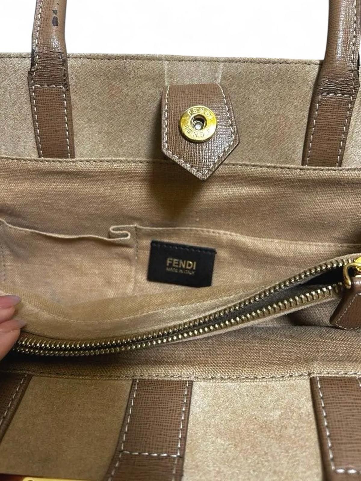 Fendi Fendi - Beige and Brown Structured Canvas Tote Bag Size ONE SIZE - 8 Thumbnail