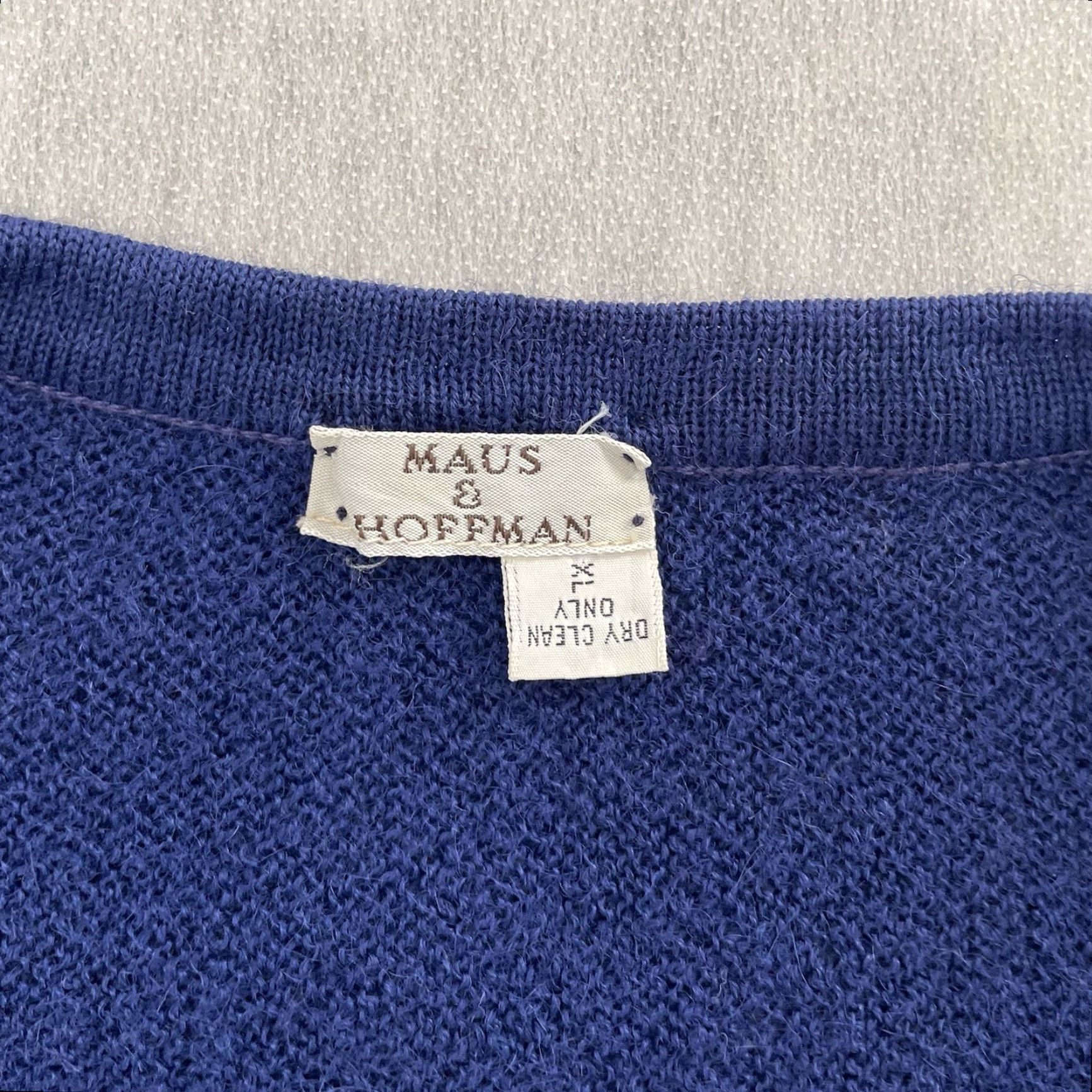 Vintage VINTAGE Maus Hoffman Sweater Pullover Adult XL Blue Alpaca Long Sleeve V-Neck Fall Winter Mens Size US XL / EU 56 / 4 - 4 Thumbnail